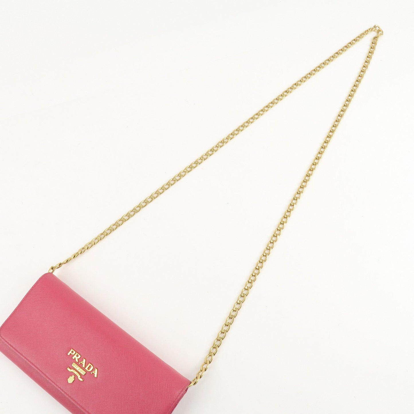 PRADA Saffiano Metal Chain Wallet Shoulder Bag Pink 1DH002  d