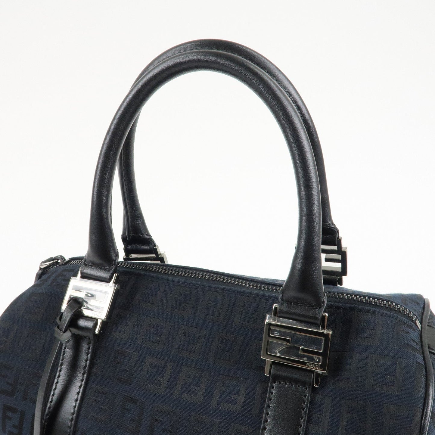 FENDI Zucca PVC Enamel Mini Boston Bag Black 8BL068  d