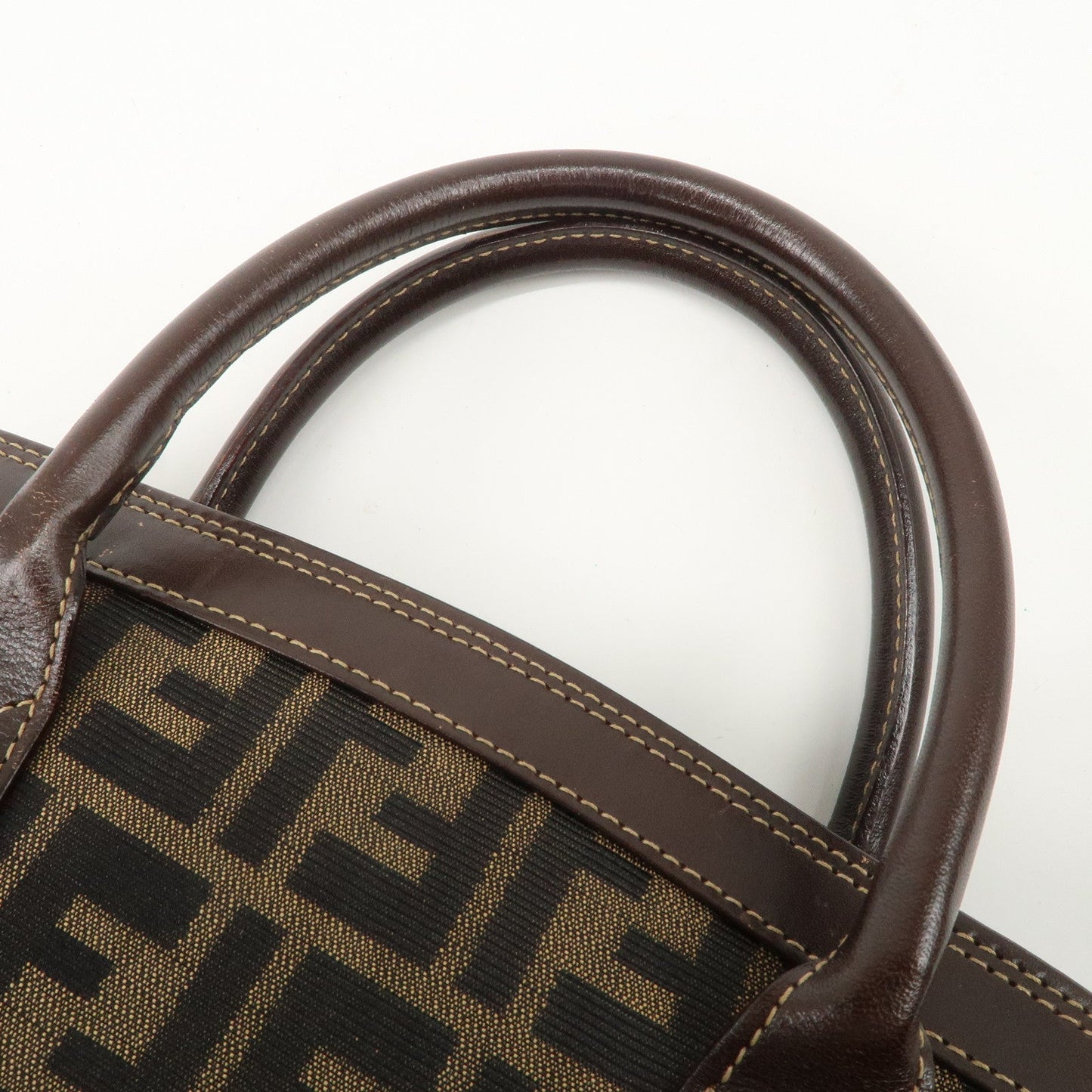 FENDI Zucca Canvas Leather 2 way Leather Hand Bag Shoulder Bag  d