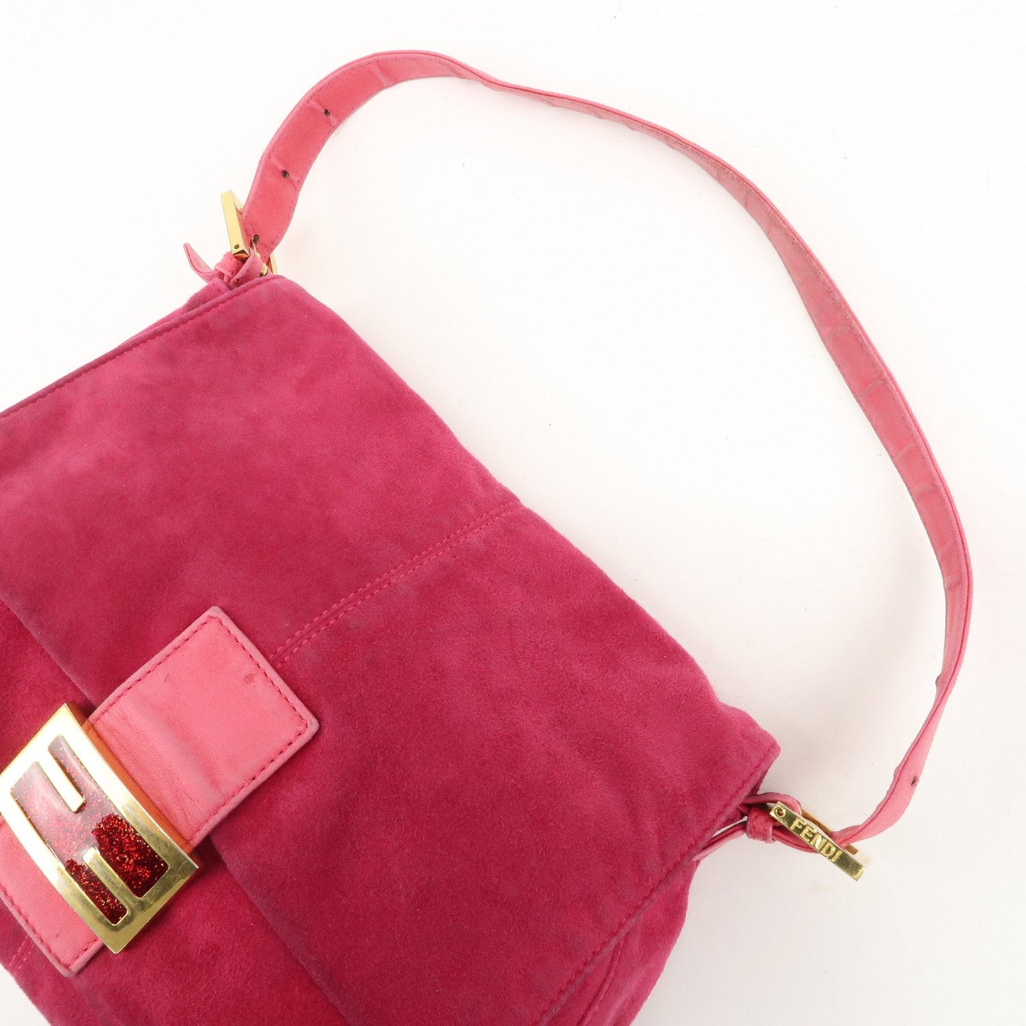 FENDI Mamma Baguette Suede Leather Shoulder Bag 26325  d