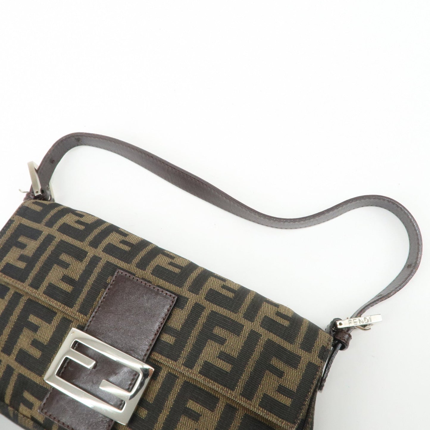 FENDI Mamma Baguette Zucca Canvas Leather Shoulder Bag 26424  d