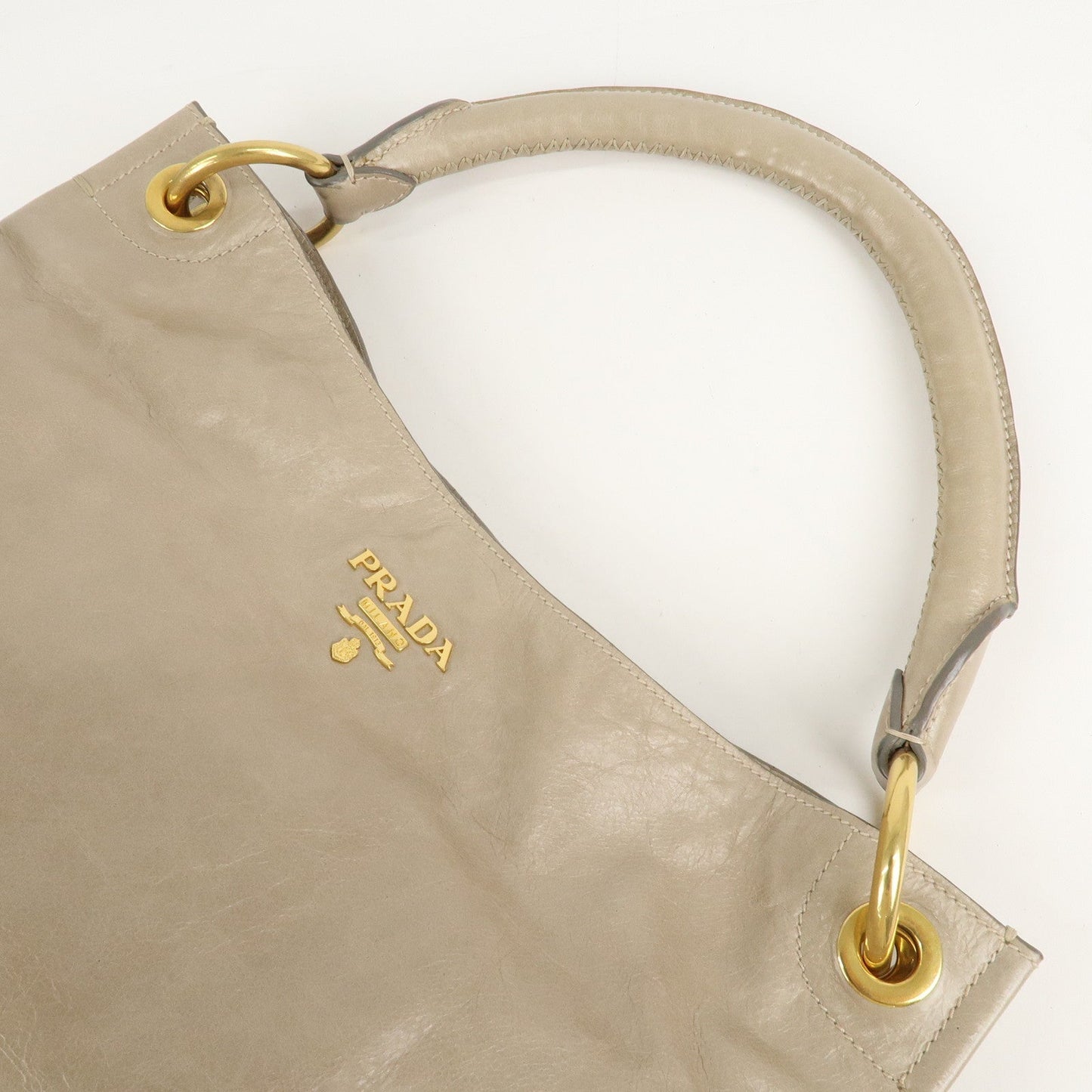 PRADA Leatehr Shoulder Bag Hand Bag Beige  d