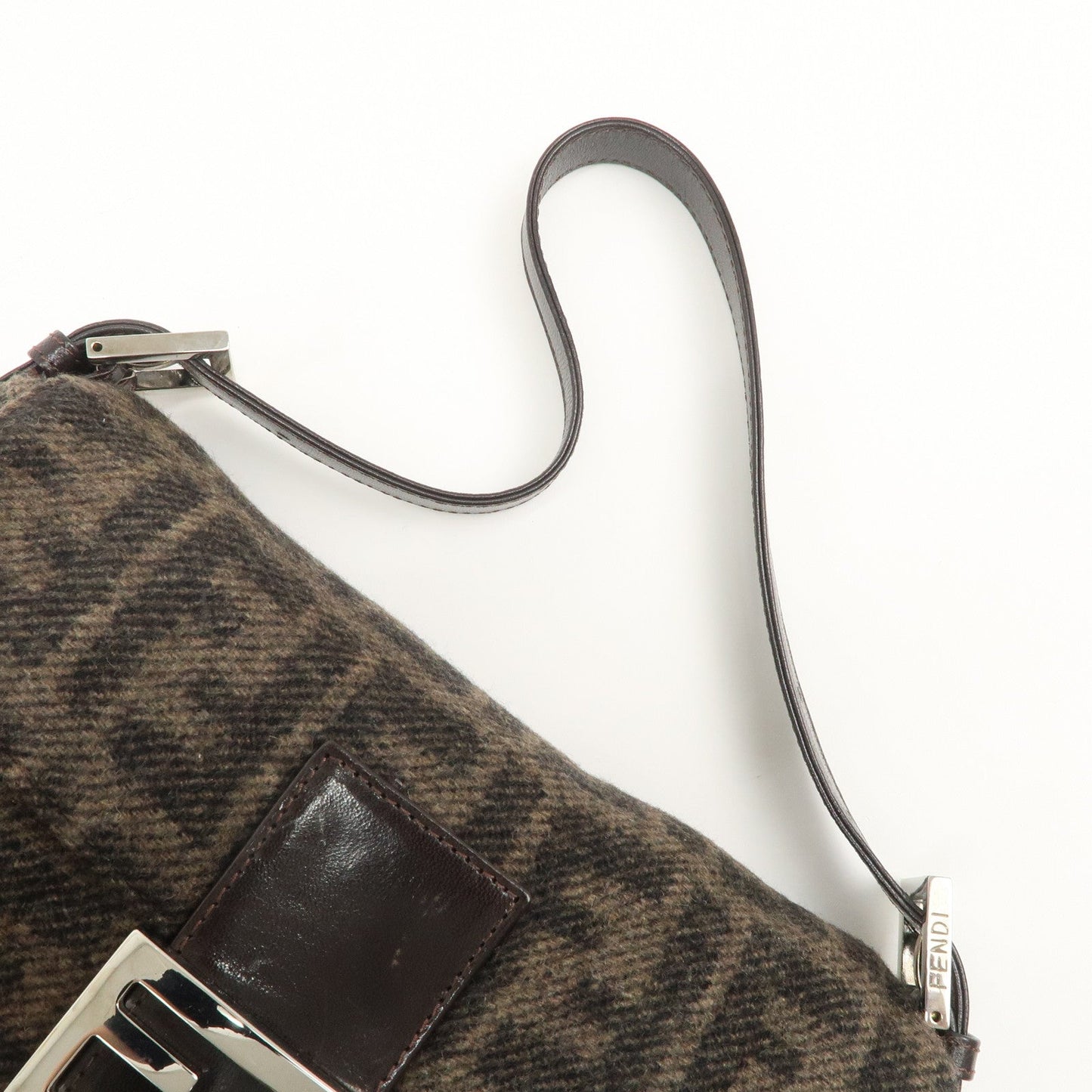 FENDI Mamma Buguette Zucca Wool Leather Shoulder Bag 26424  d