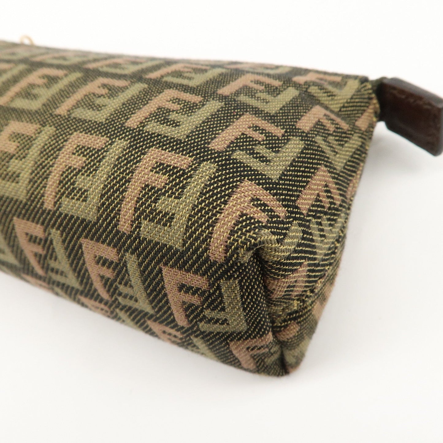 FENDI Zucca Canvas Leather Pouch Mini Bag Khaki Brown 7N0037  d