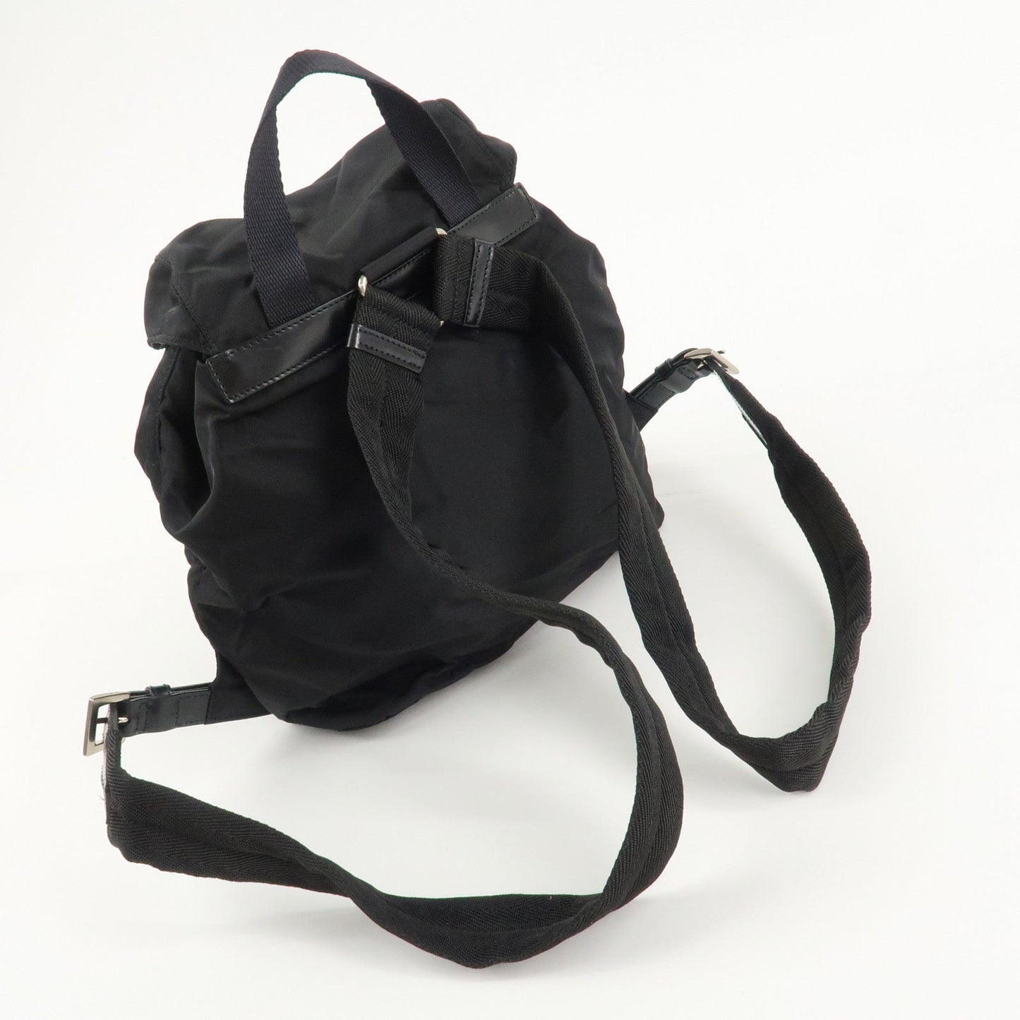 PRADA Triangle Logo Nylon Leather Back Pack Black B5885  d