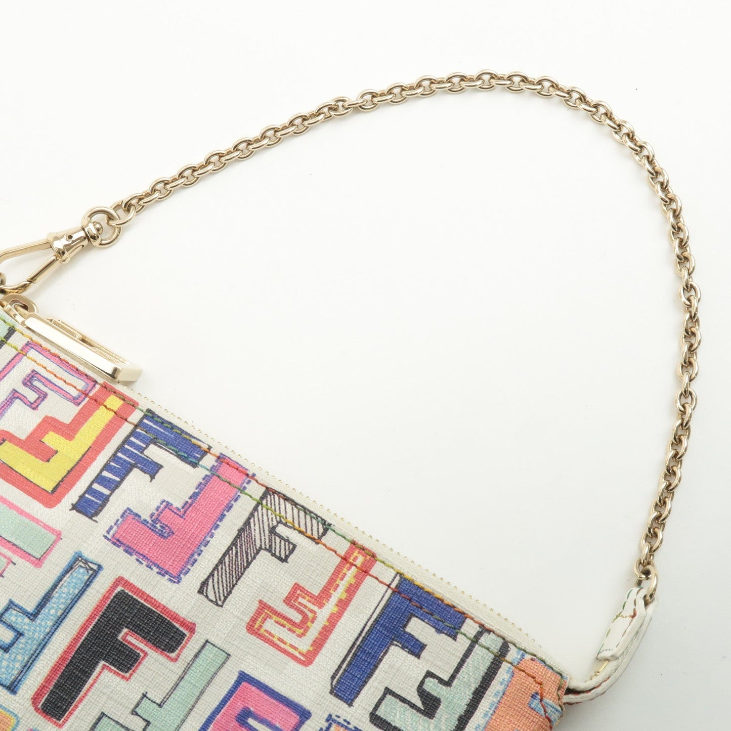 FENDI Zucca Print PVC Chain Accessory Pouch Multicolor 8BR592  d