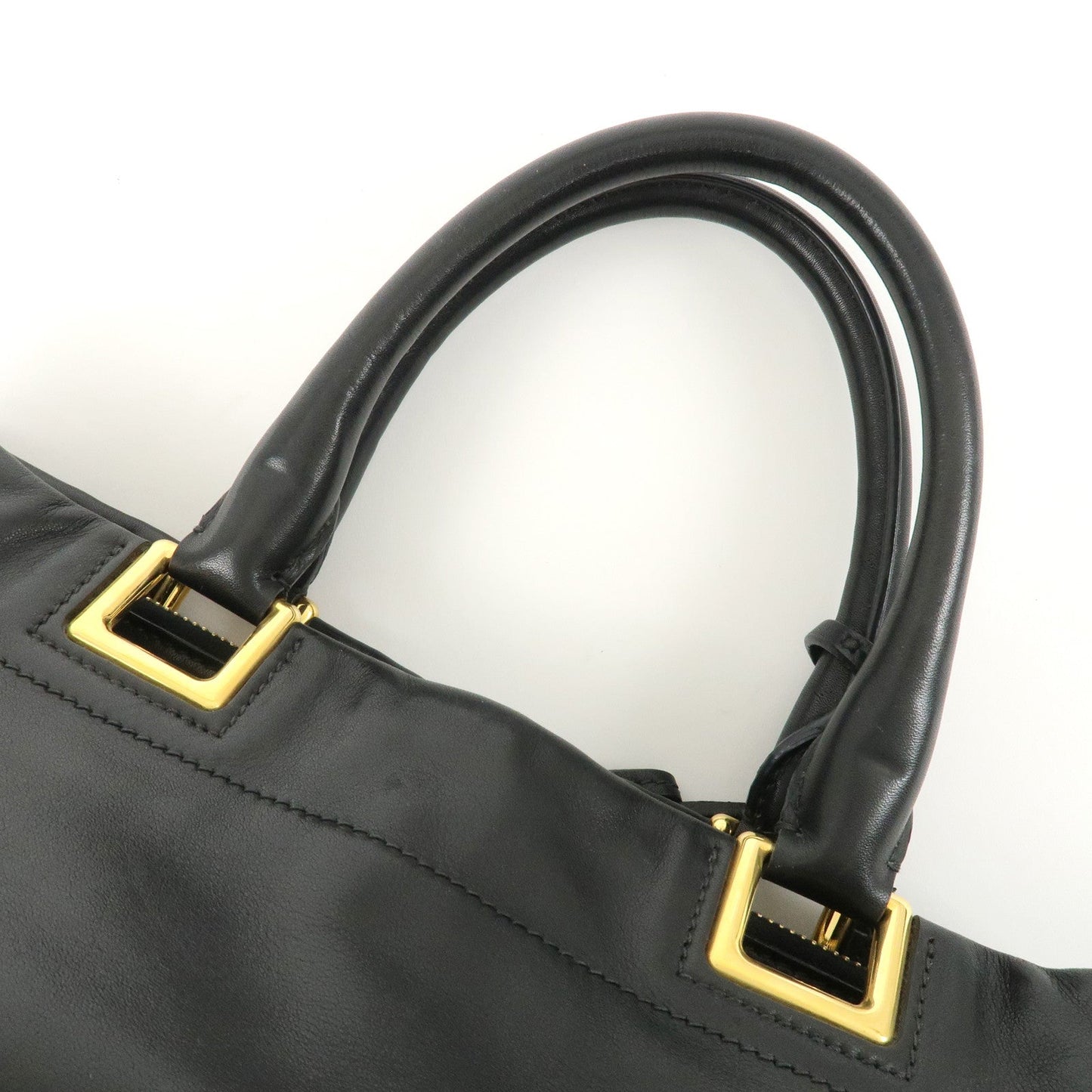 PRADA Leather Ribbon 2way Bag Hand Bag Black BN2244  d