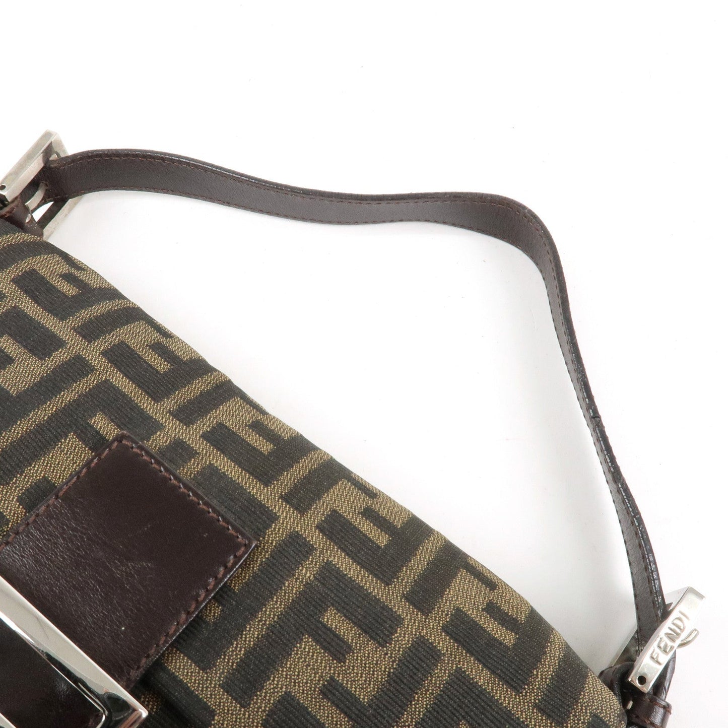 FENDI Mamma Bagguette Zucca Canvas Leather Shoulder Bag 26424  d