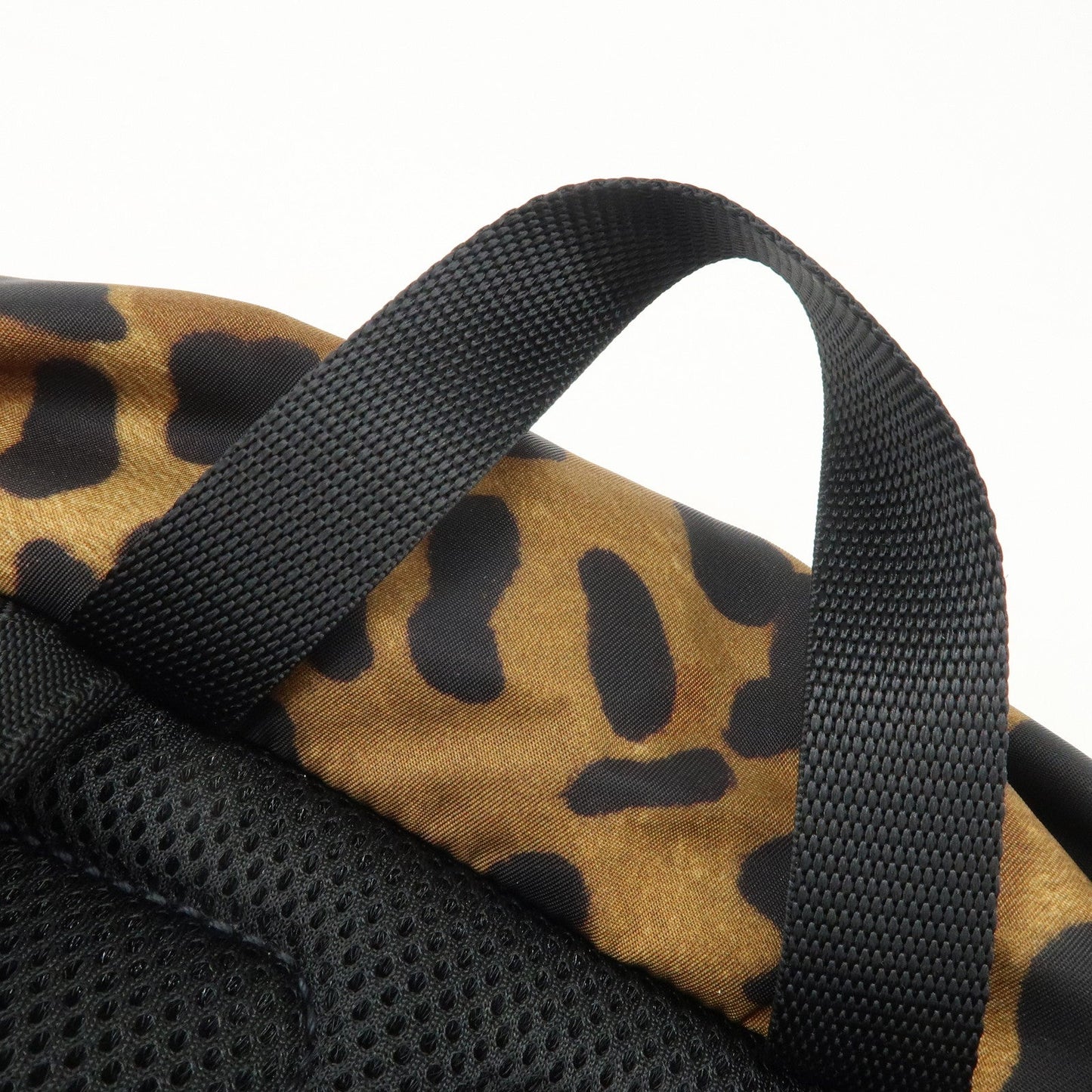 PRADA Nylon Leopard Print Back Pack Brown Black 2VZ062  d