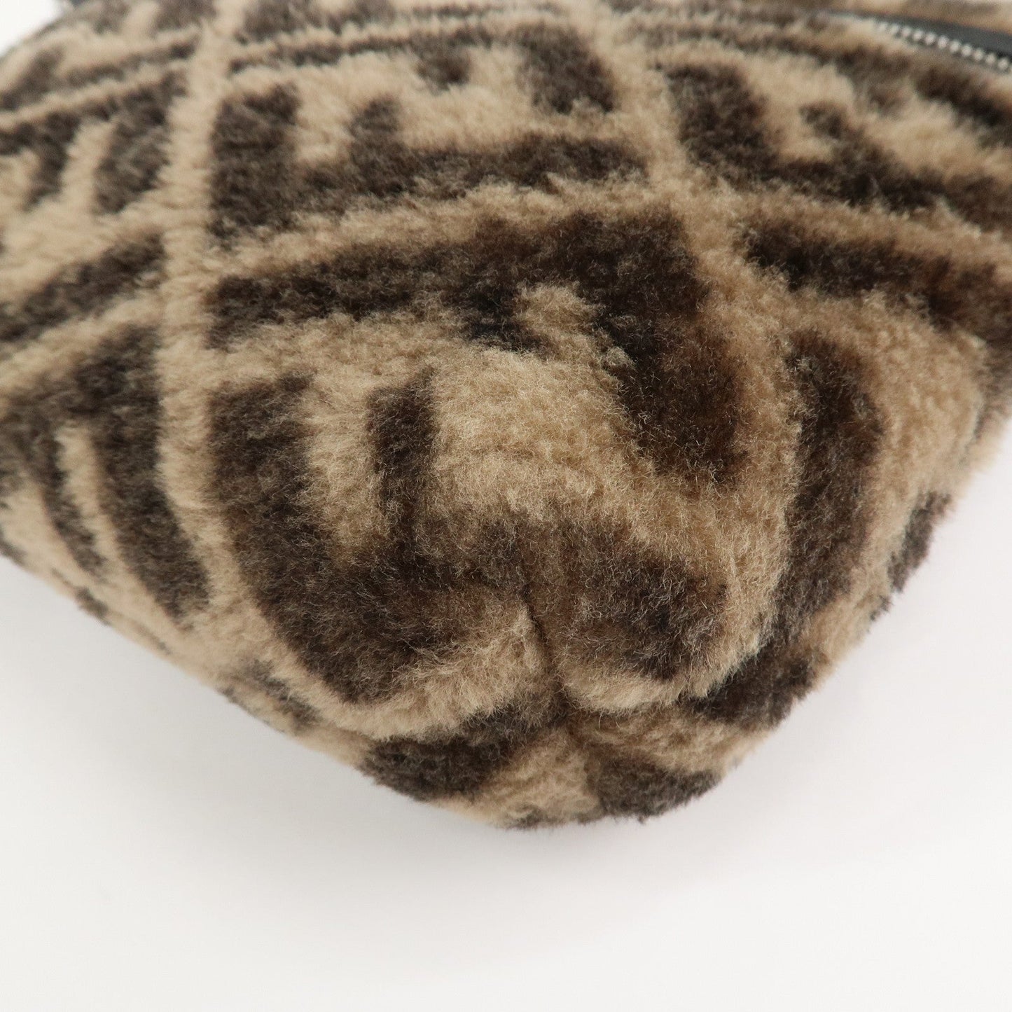 FENDI Zucca Wool Leather Clutch Bag Brown Black 7N0093  d