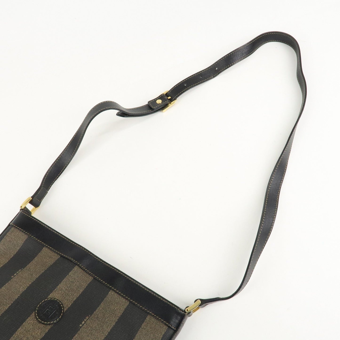 FENDI Pequin PVC Leather Shoulder Bag Black Brown 11644  d