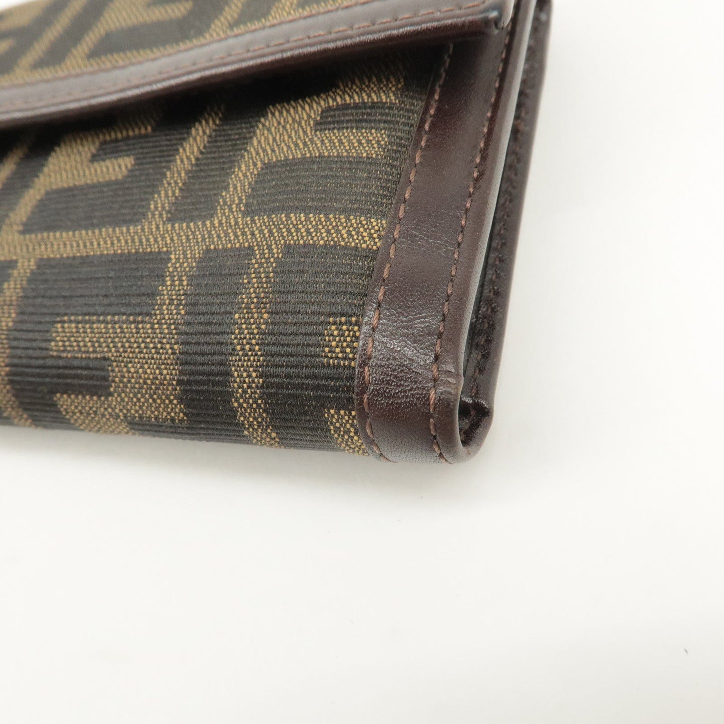FENDI Zucca Canvas Leather Hook Tri-fold Wallet Brown 30729  d