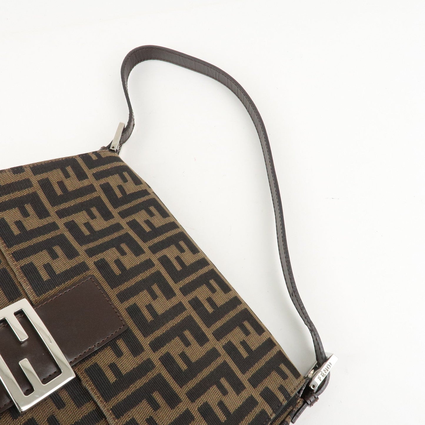 FENDI Mamma Baguette Zucca Canvas Leather Shoulder Bag 26325  d