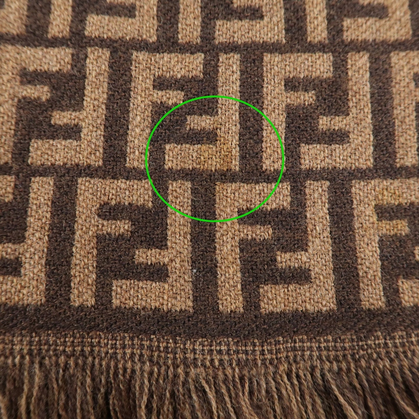 FENDI Zucchino Wool 100% Scarf Brown Black  d
