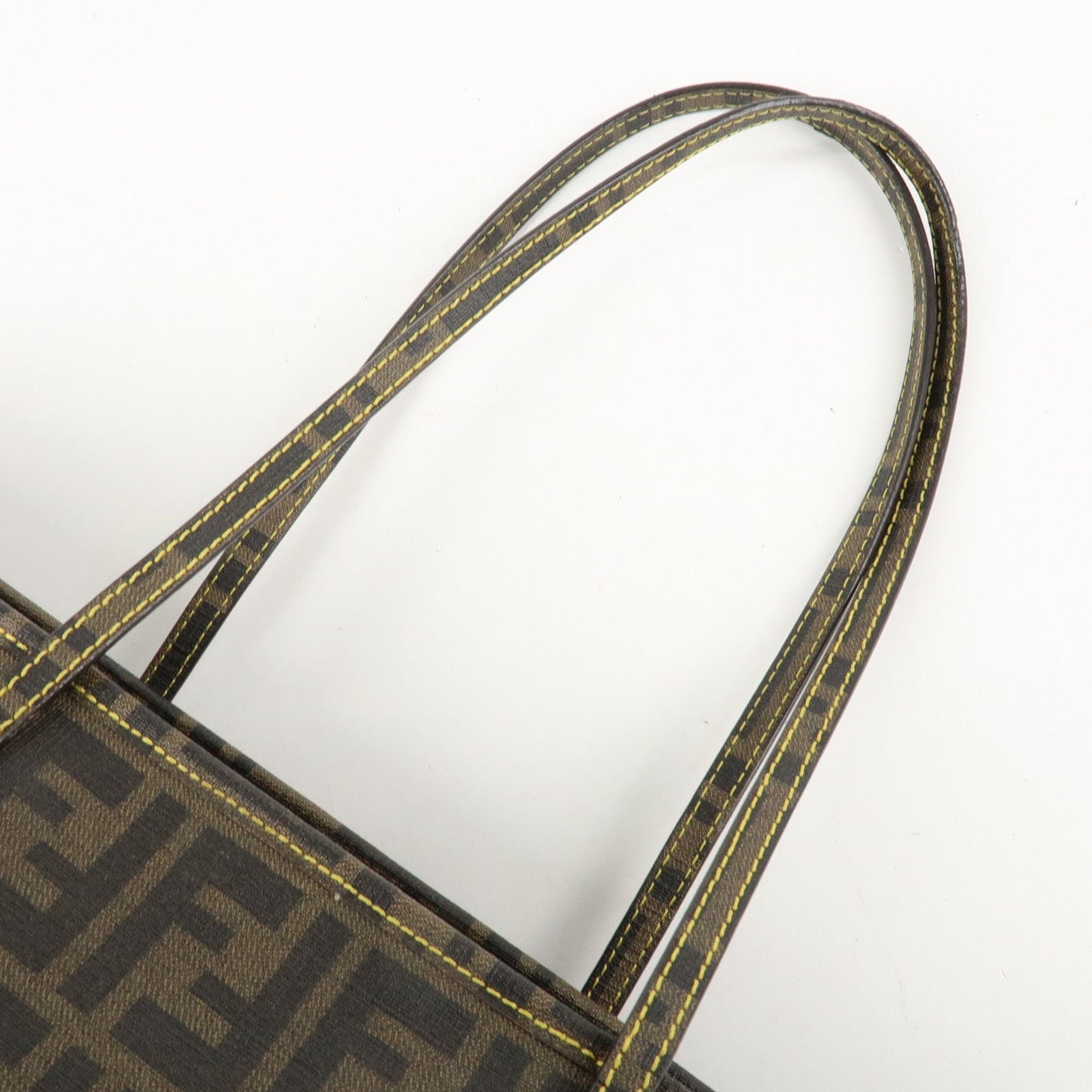 FENDI Zucca Logo Print PVC Tote Bag Brown Black 8BH198  d