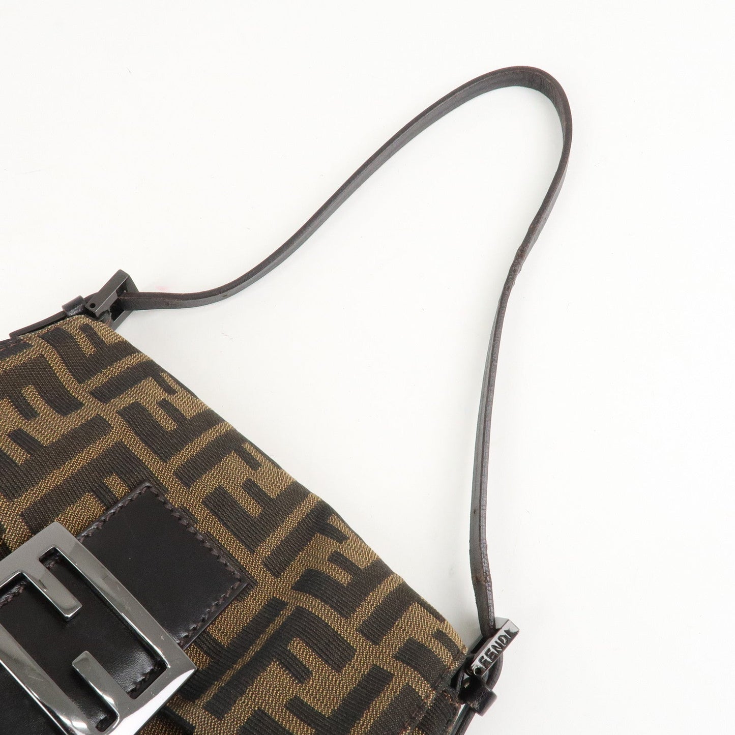 FENDI Mini Mamma Baguette Zucca Shoulder Bag Black Brown 8BR180  d