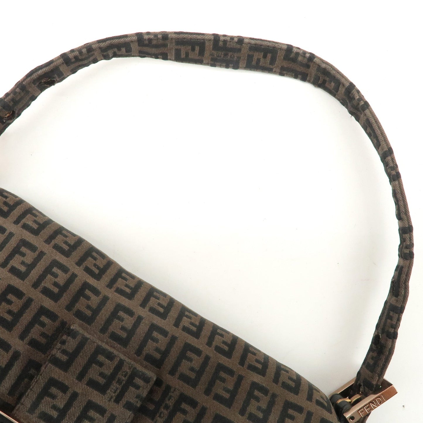 FENDI Mamma Baguette Canvas Shoulder Bag Brown Black 26424  d
