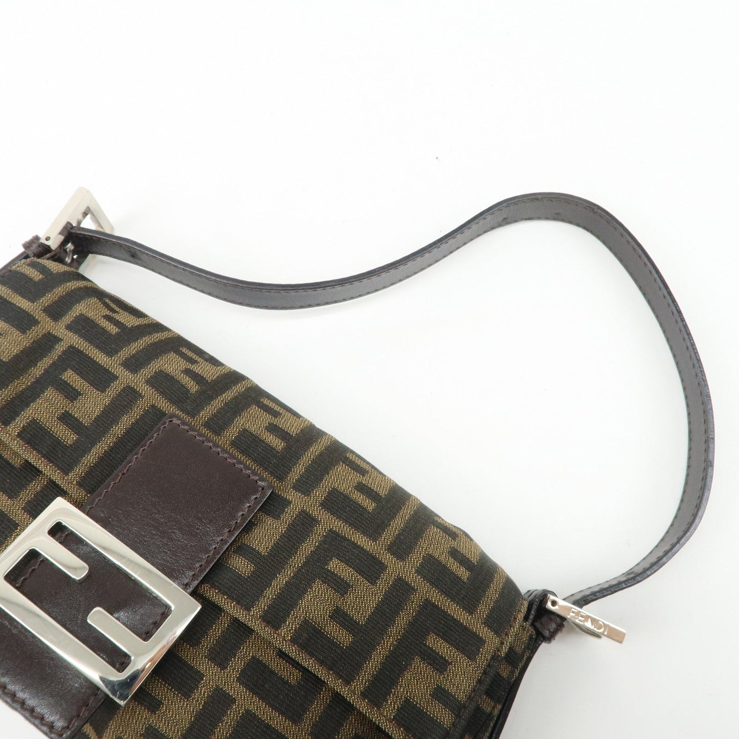 FENDI Mamma Baguette Zucca Canvas Leather Shoulder Bag 26424  d