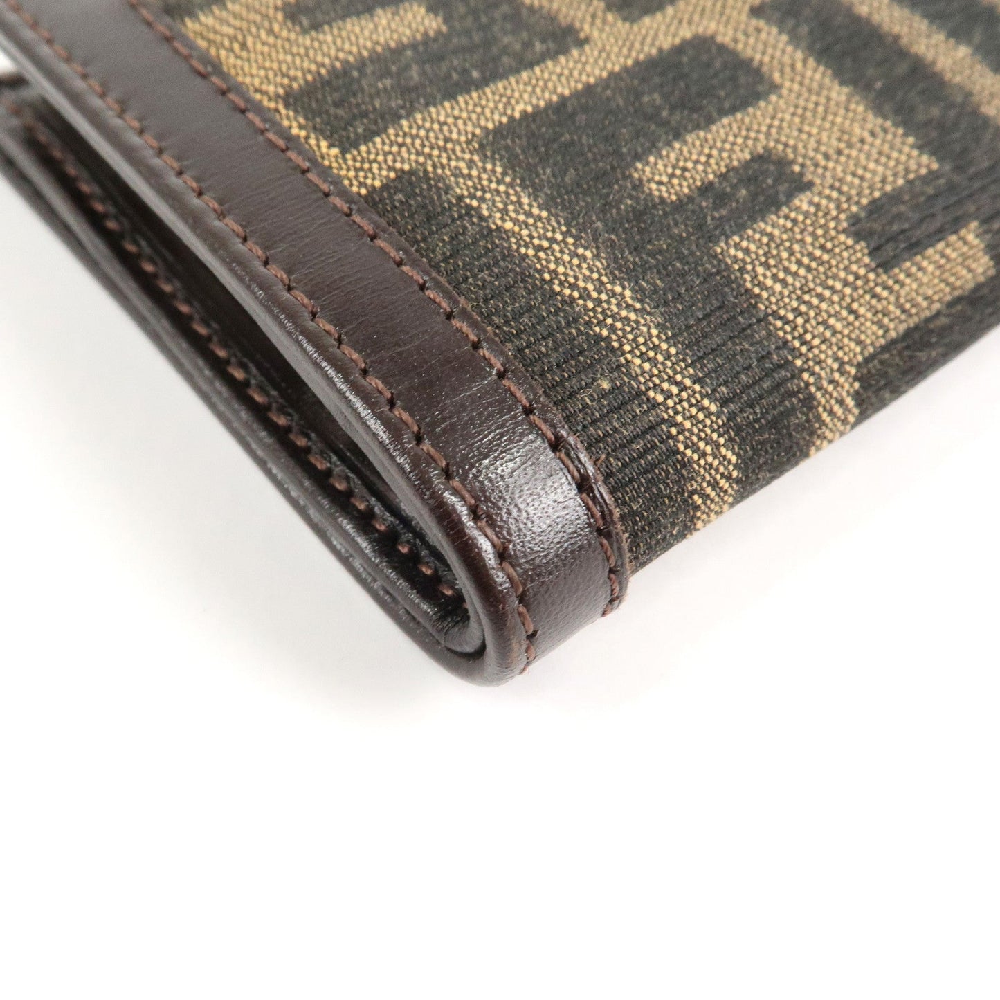FENDI Zucca Canvas Leather Bifold Wallet Brown Black 1692  d