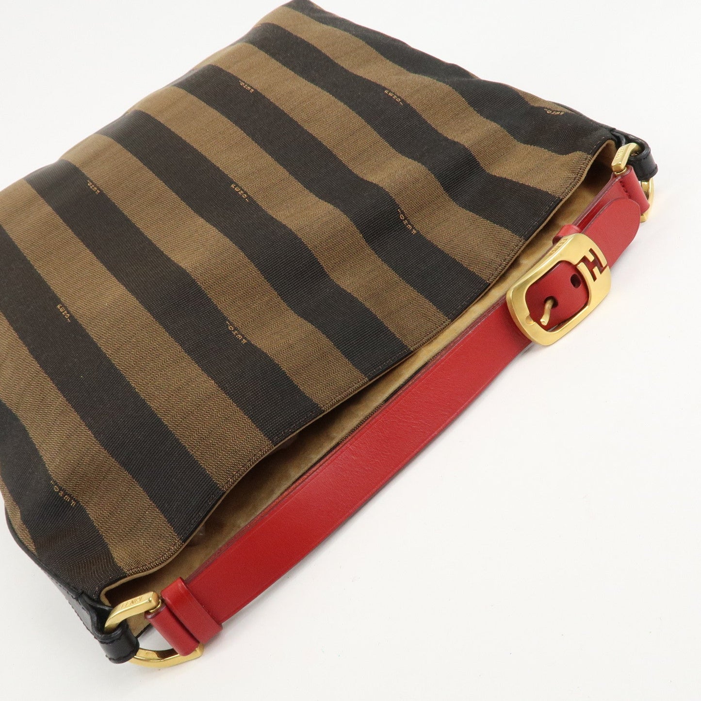 FENDI Pequin Canvas Leather Shoulder Bag Beige Black Brown 8BR653  d