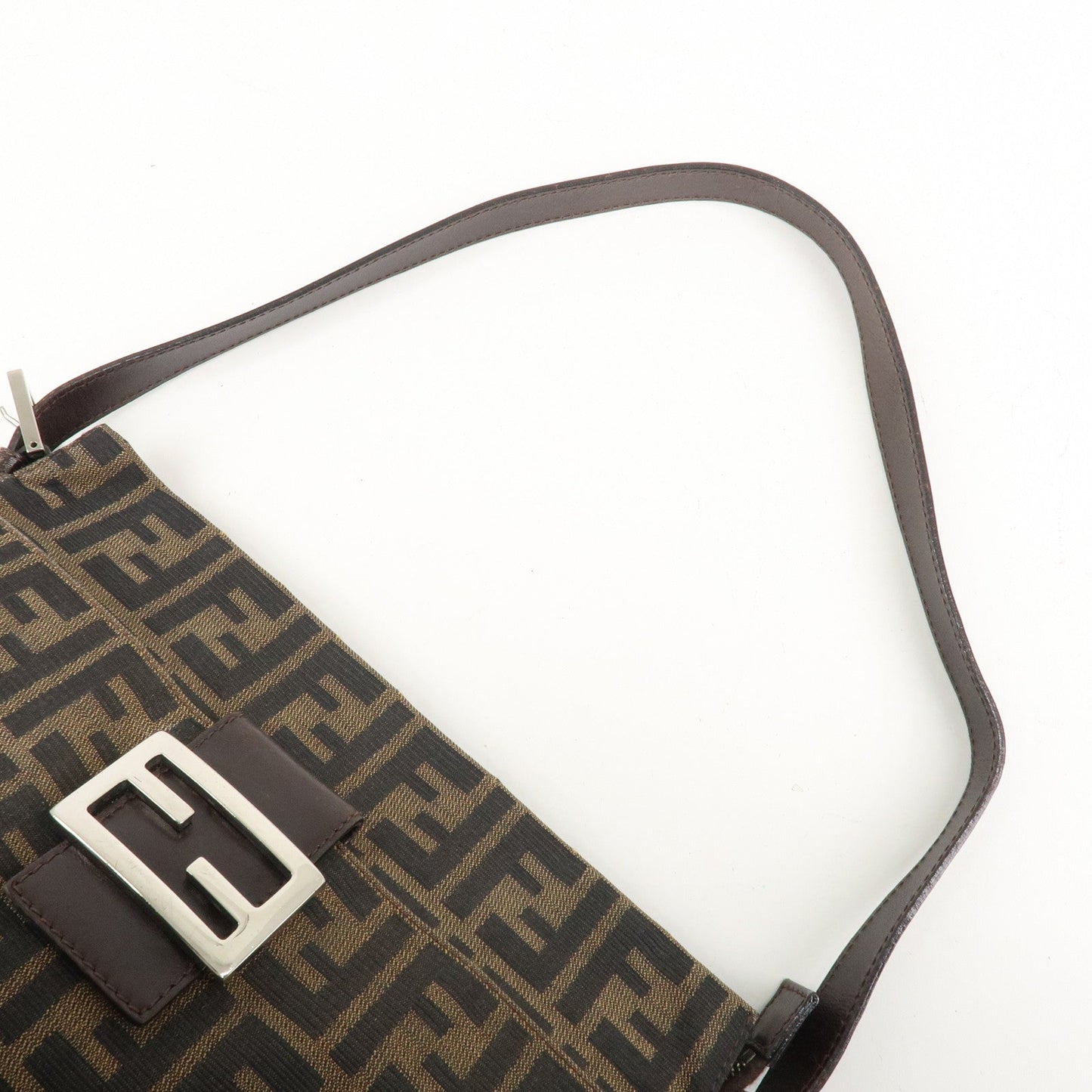 FENDI Zucca Canvas Leather Shoulder Bag Brown Black 26566  d