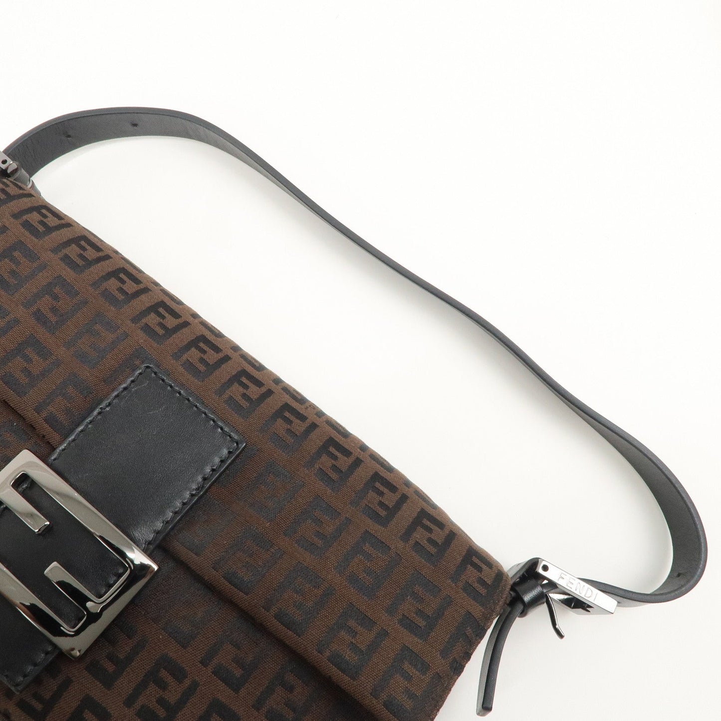 FENDI Mamma Baguette Zucchino Leather Shoulder Bag Brown 8BR000  d