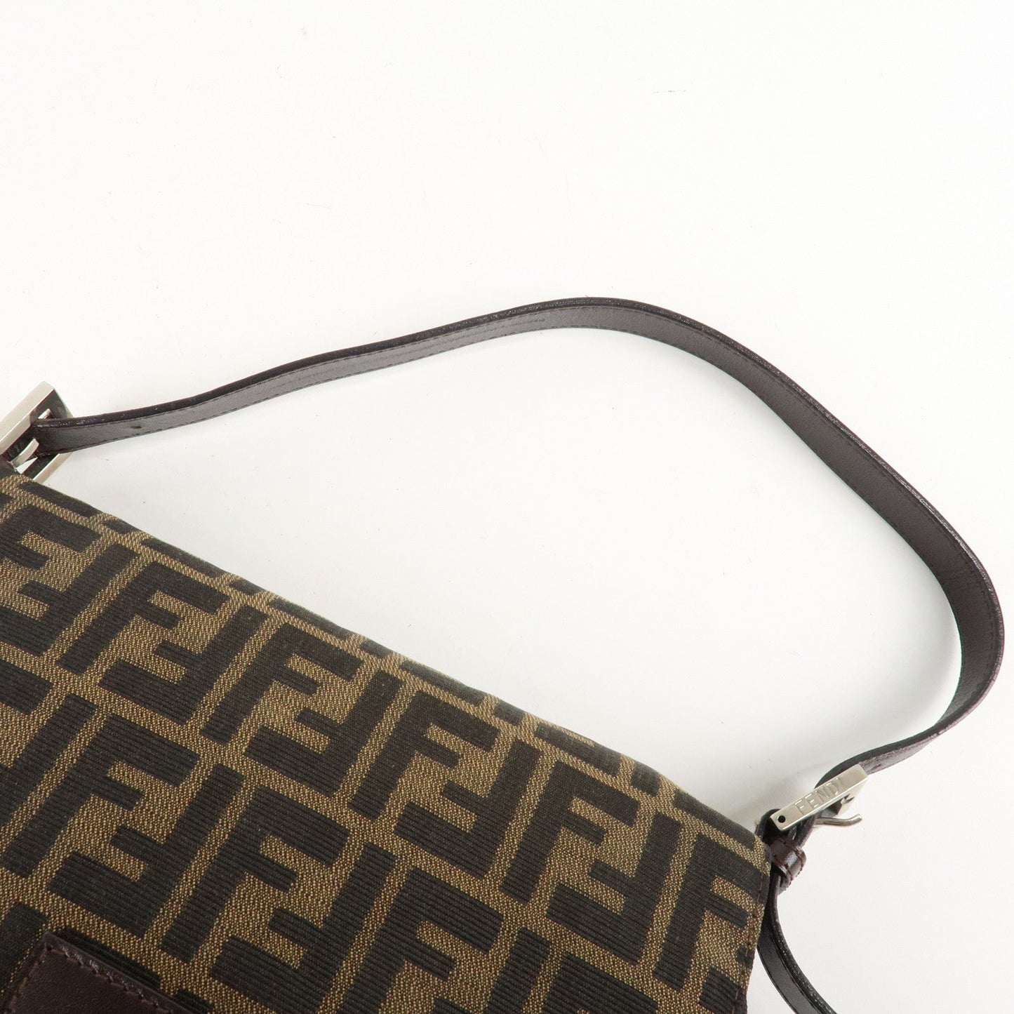 FENDI Mamma Baguette Zucca Canvas Leather Shoulder Bag 26325  d