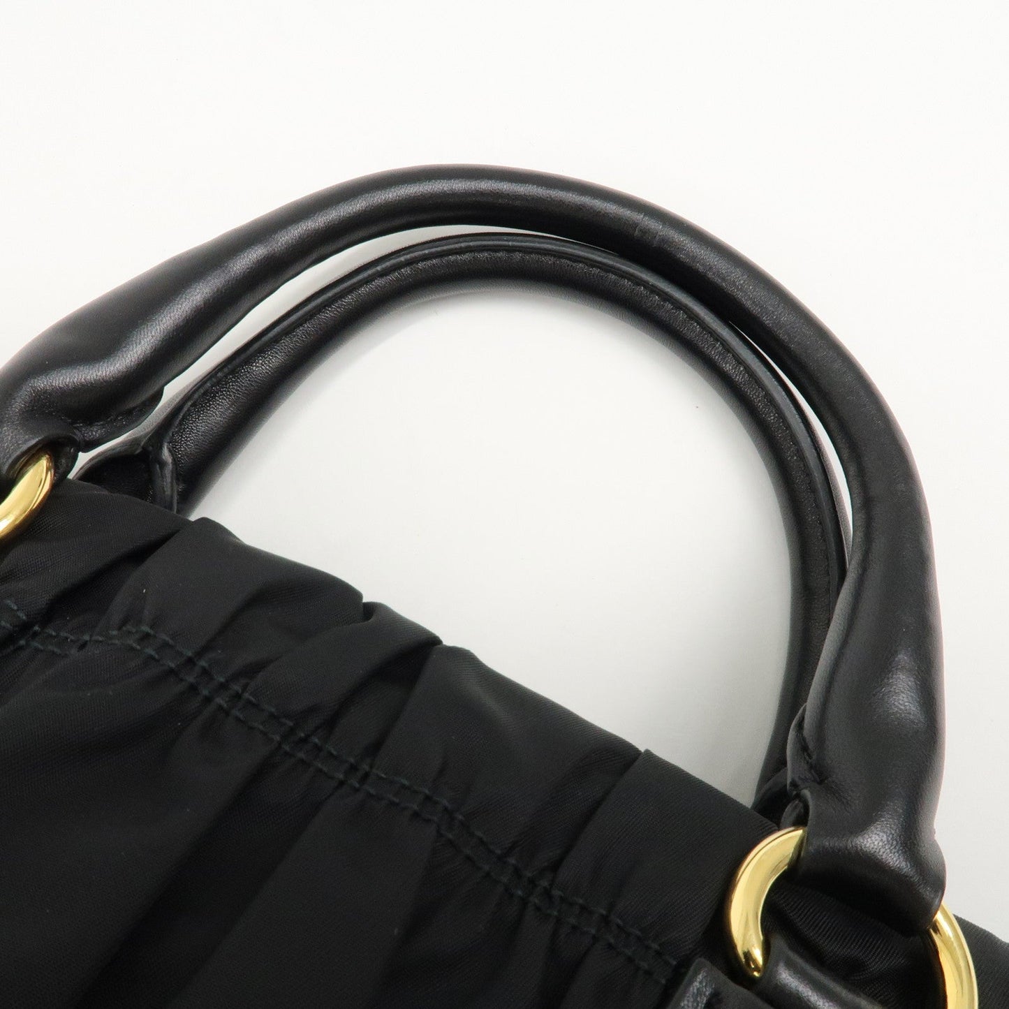 PRADA Logo Nylon Leather 2Way Bag Hand Bag Black NERO BN1407  d