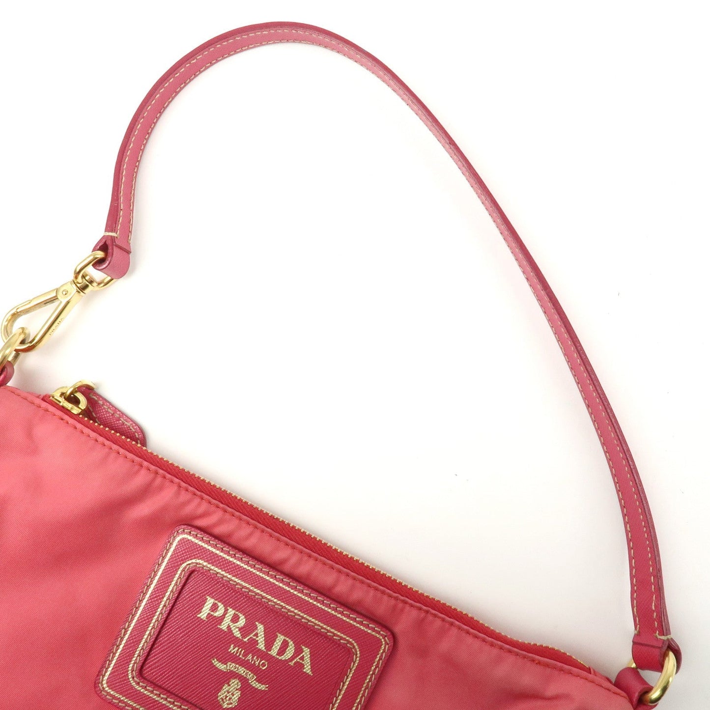 PRADA Nylon Saffiano Leather Shoulder Bag Hand Bag Pink  d