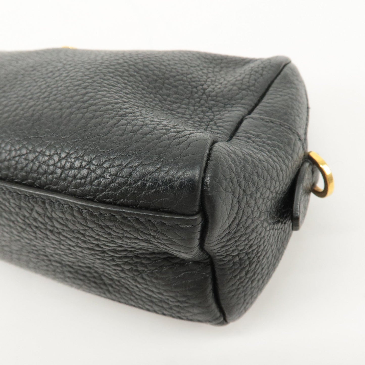 PRADA Logo Leather Pouch Cosmetic Pouch Black  d