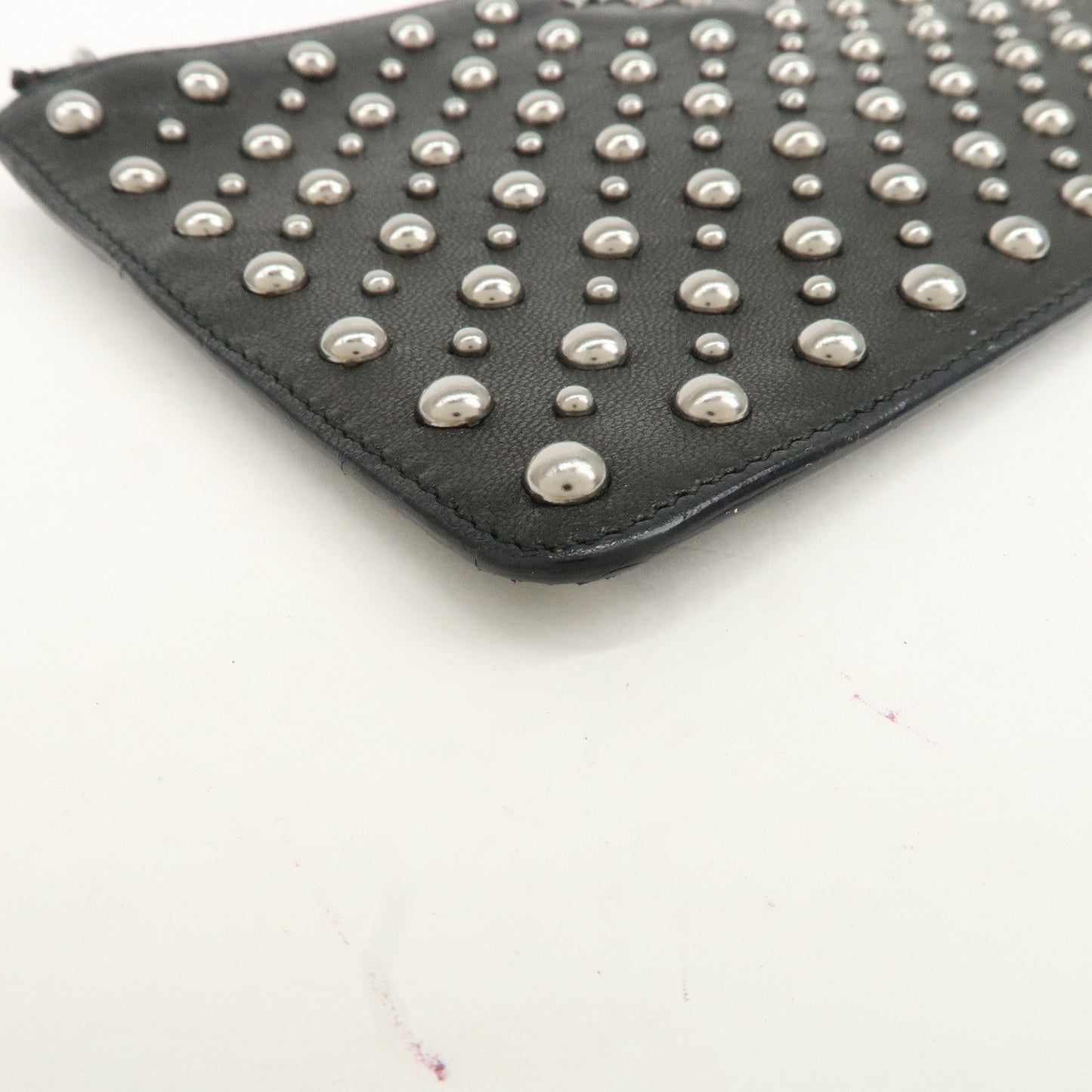 PRADA Leather Pouch Studs Black  d