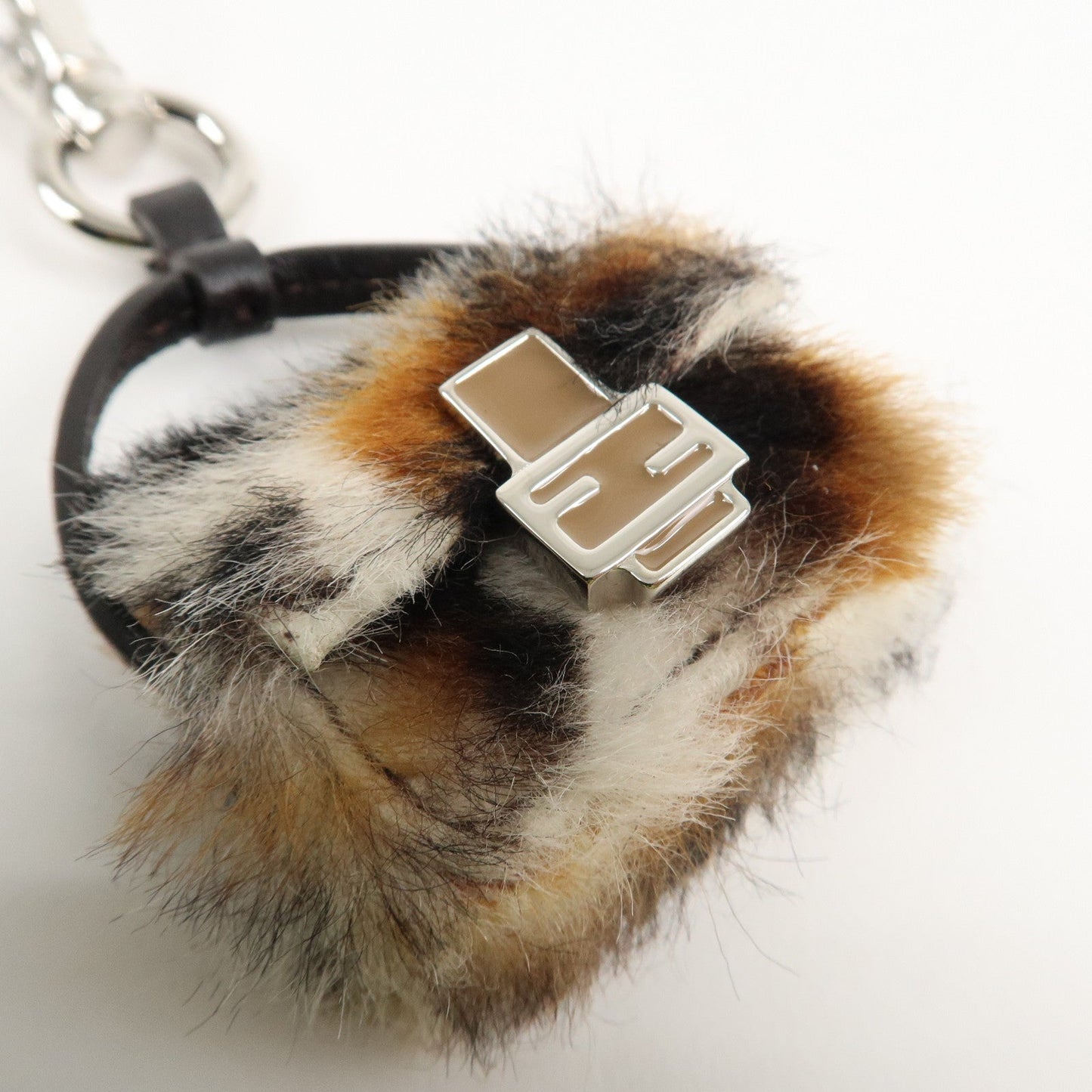 FENDI Pony Hair Leather Pico Baguette Charm Brown 7AS133  d