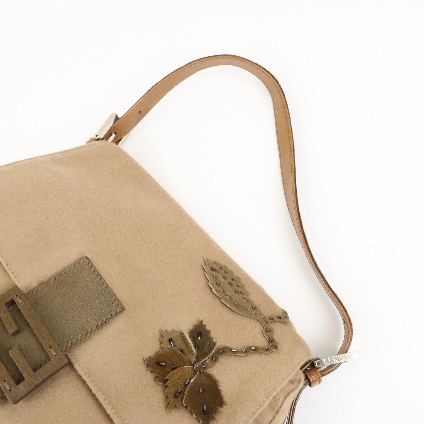 FENDI Mamma Baguette Wool Unborn Calf Shoulder Bag 26325  d
