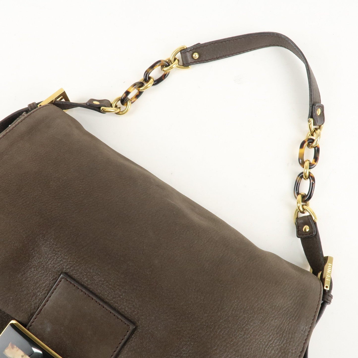 FENDI Big Mamma Baguette Leather Chain Shoulder Bag 8BR638  d