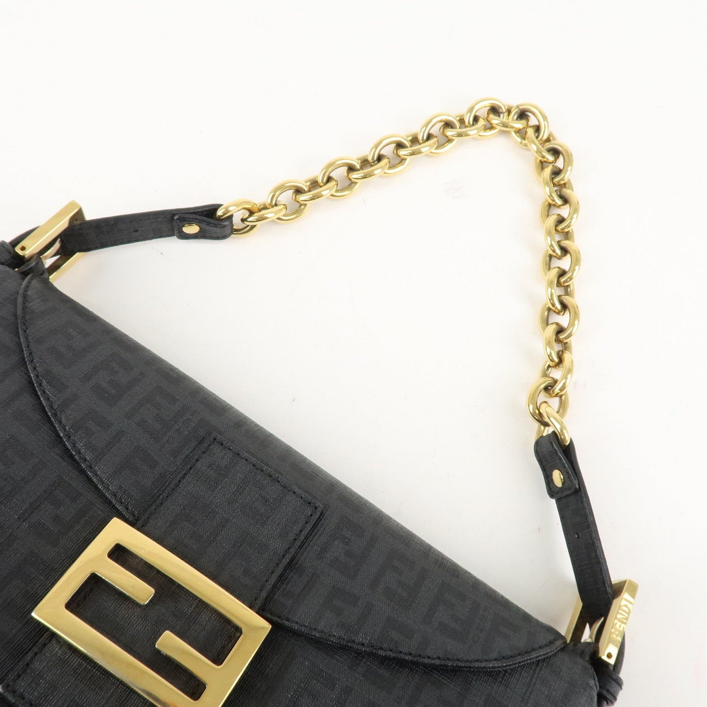 FENDI Zucchino PVC Leather Chain Shoulder Bag Gray Black 8BR003  d