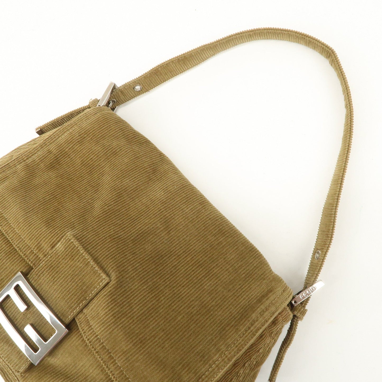FENDI Mamma Baguette Corduroy Shoulder Bag Khaki 26325  d