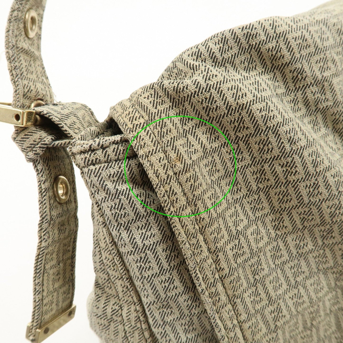 FENDI Mamma Baguette Micro FF Canvas Shoulder Bag Gray 8BR001  d
