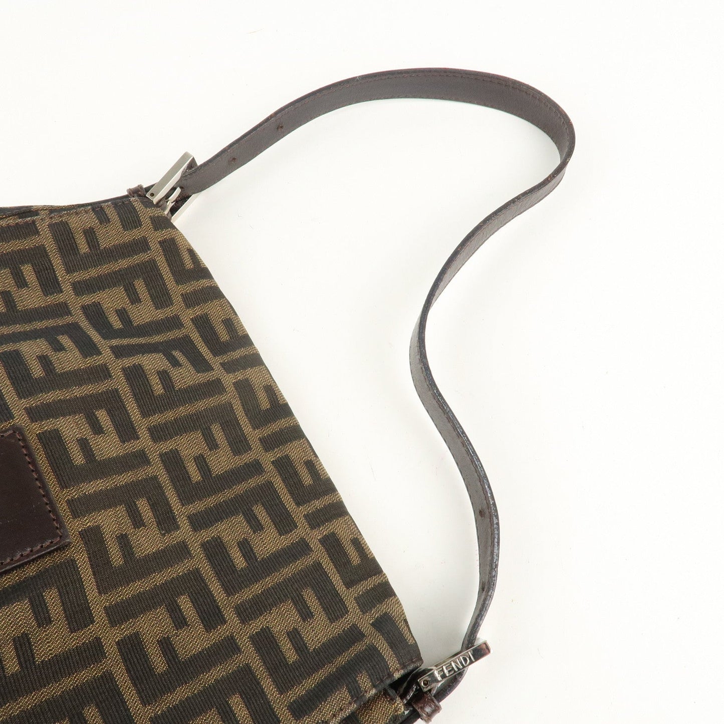 FENDI Mamma Baguette Zucca Canvas Leather Shoulder Bag 26325  d