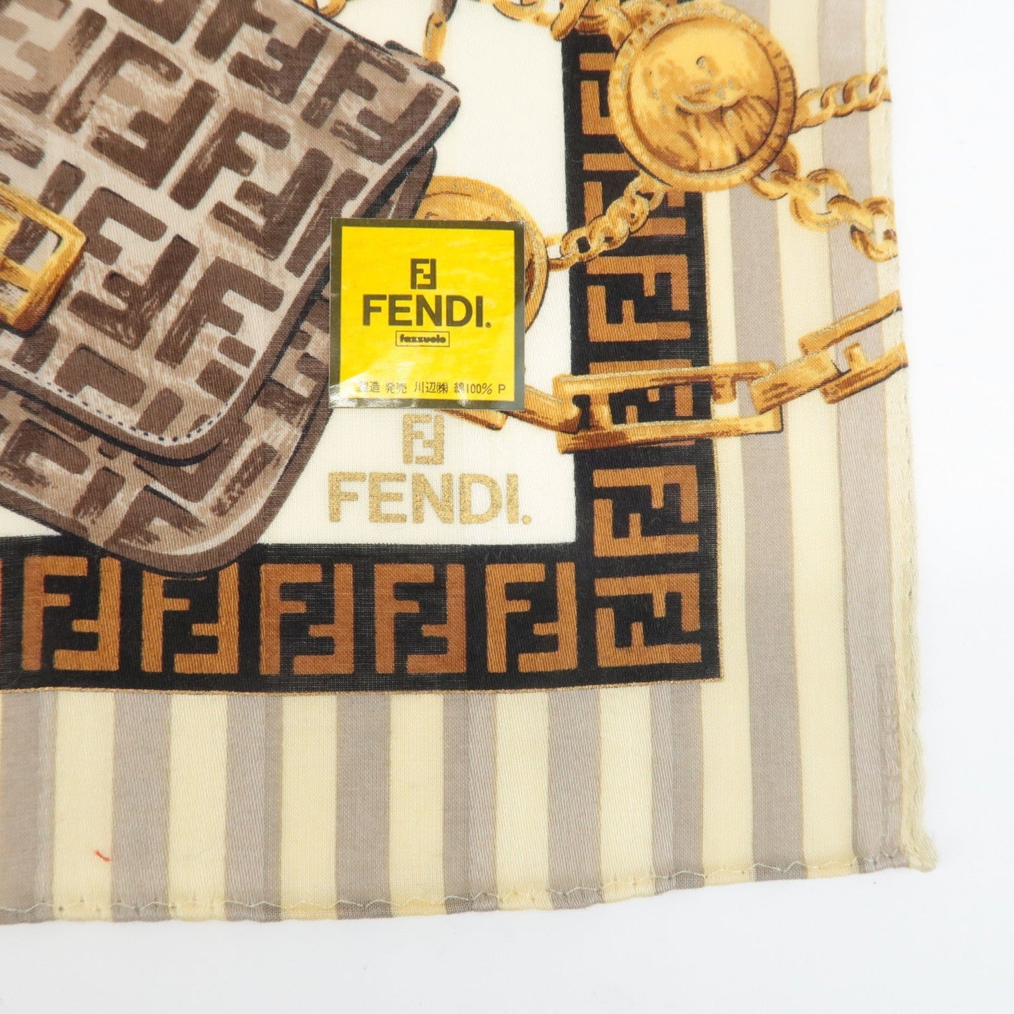 FENDI Set of 5 Cotton 100% Handkerchief Red Pink Brown Beige White  d