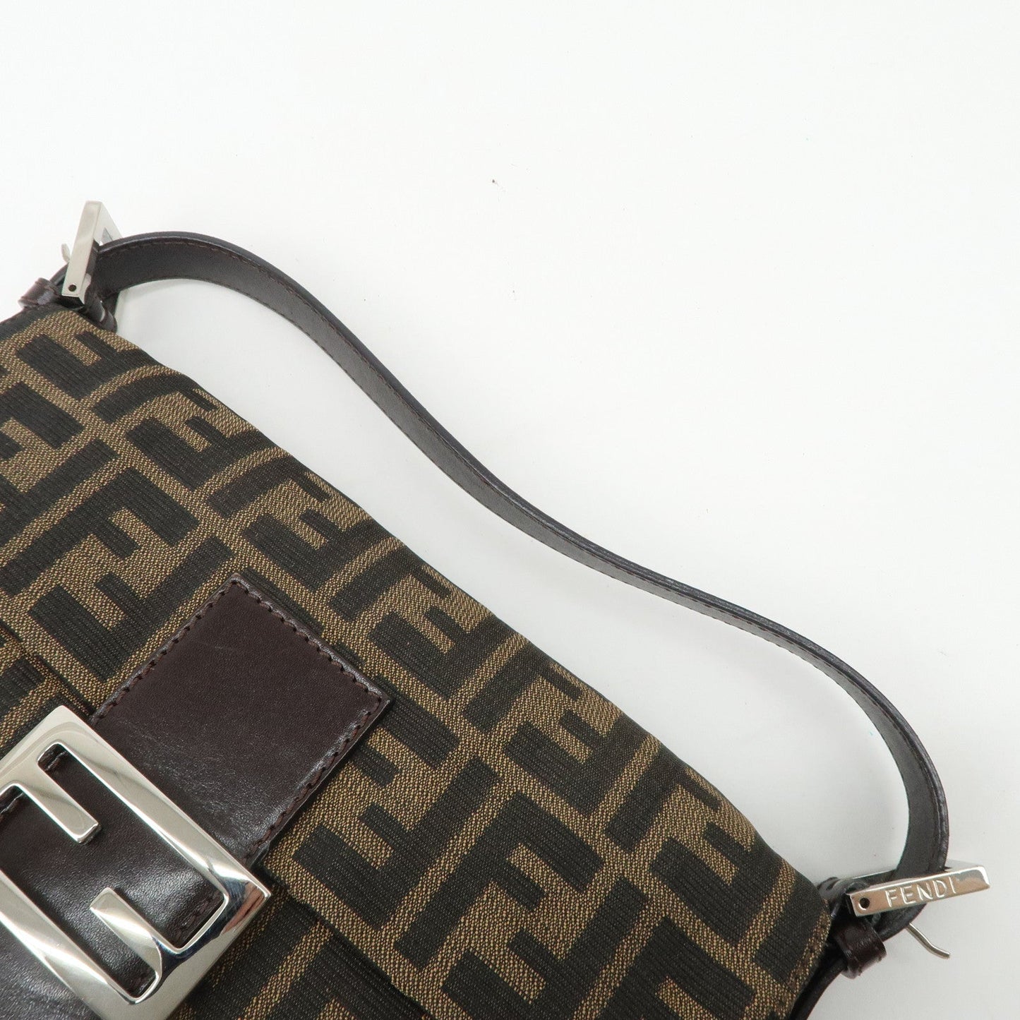 FENDI Mamma Baguette Zucca Canvas Leather Shoulder Bag 26424  d