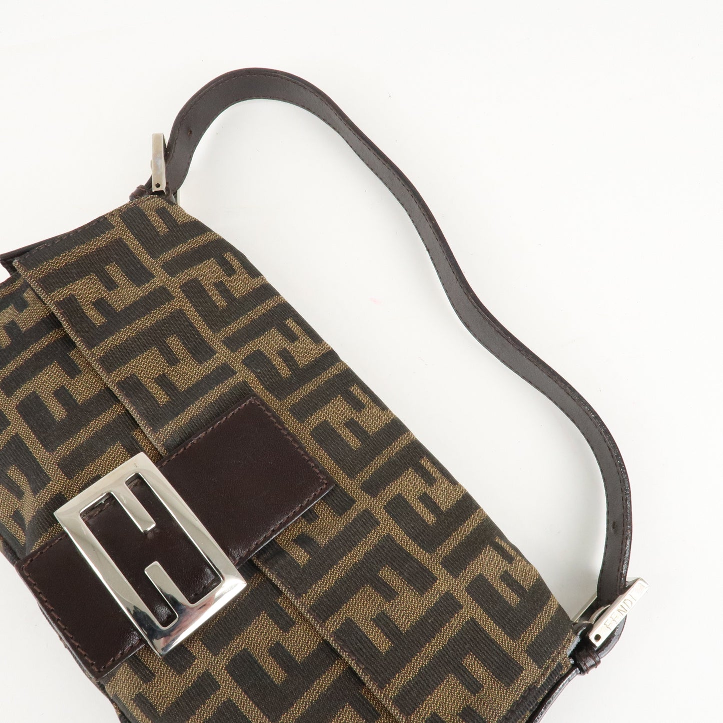 FENDI Zucca Mamma Baguette Canvas Shoulder Bag Brown Black 26424  d