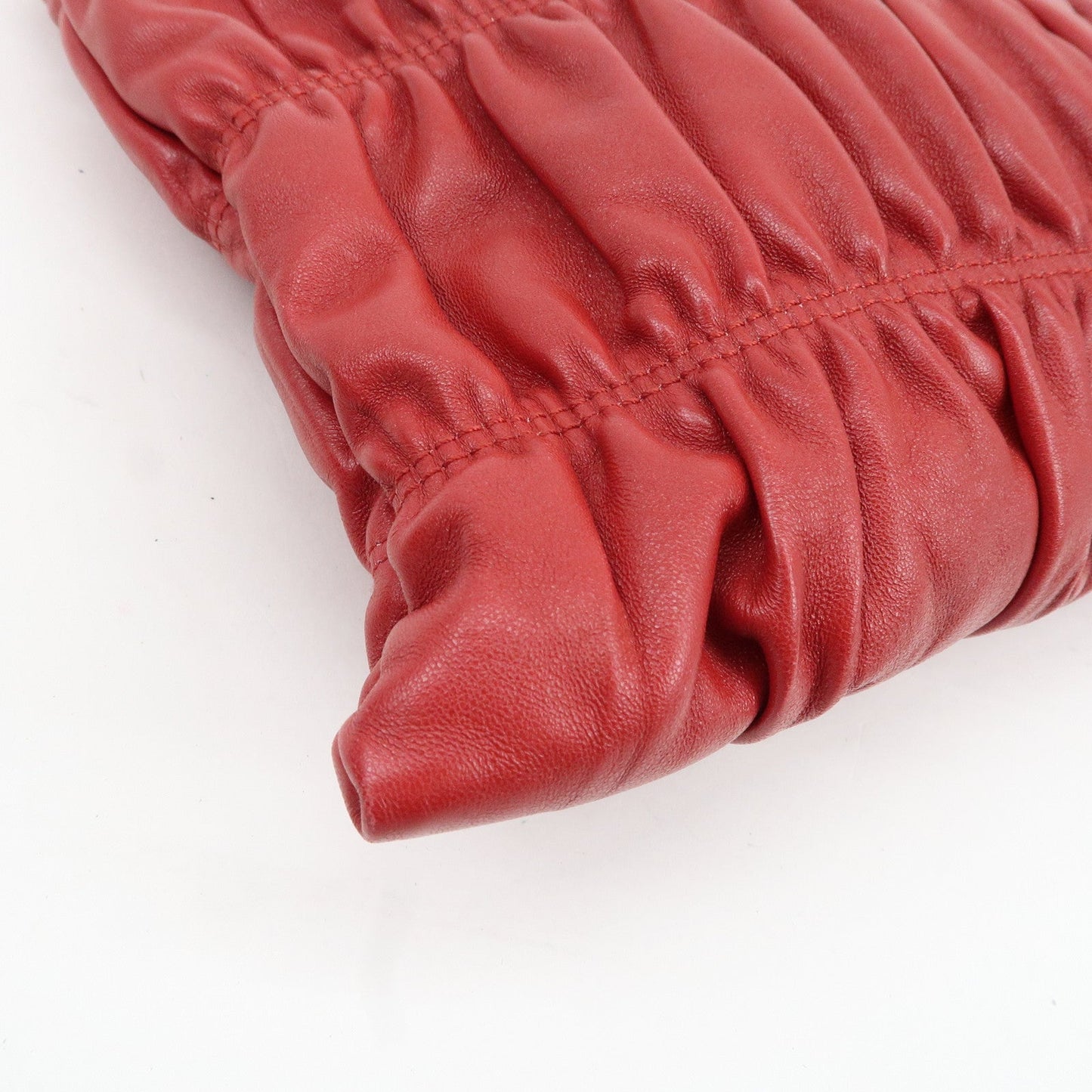 PRADA Leather Clutch Bag Red  d