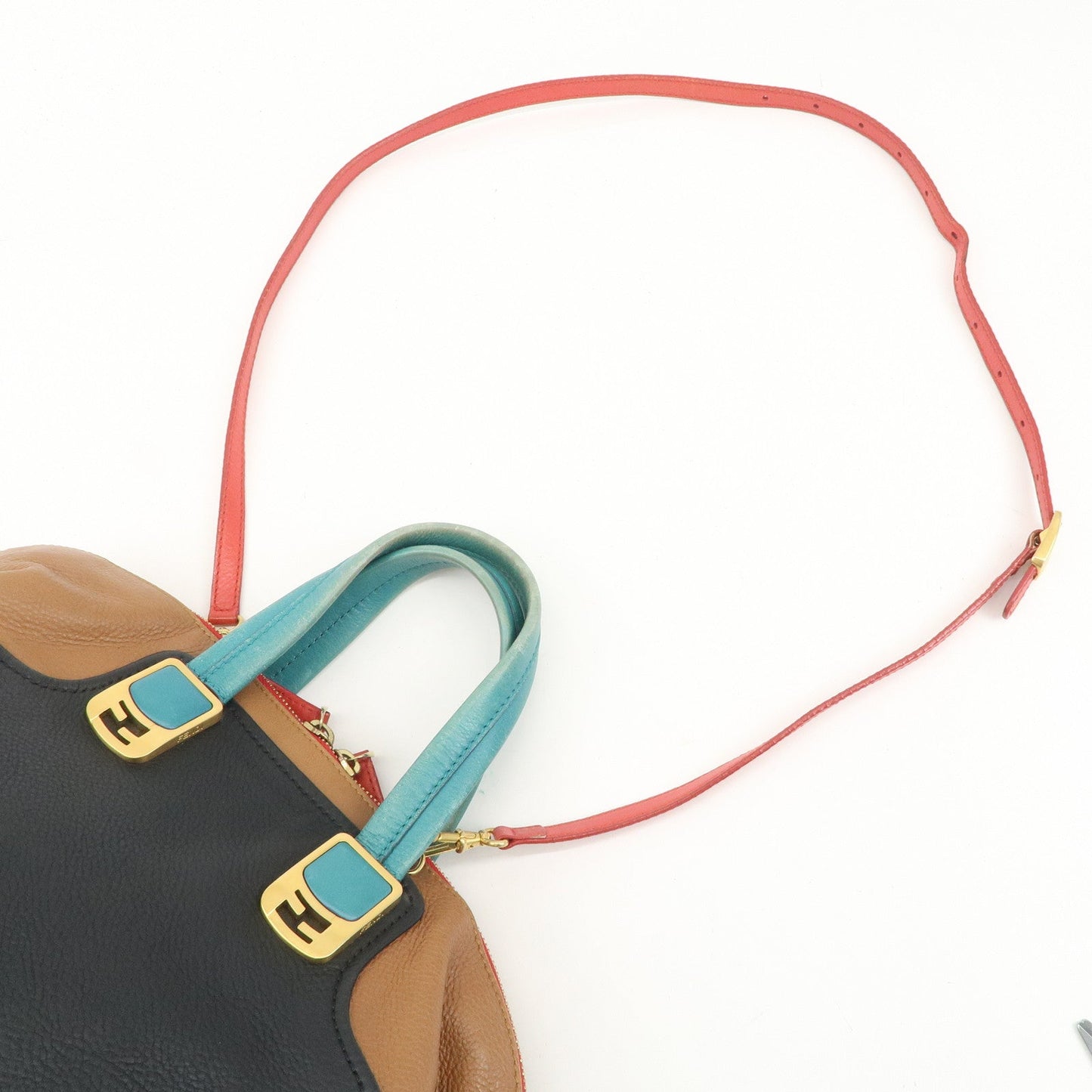 FENDI Cameleon Leather 2WAY Bag Black Brown Blue Red 8BL110  d