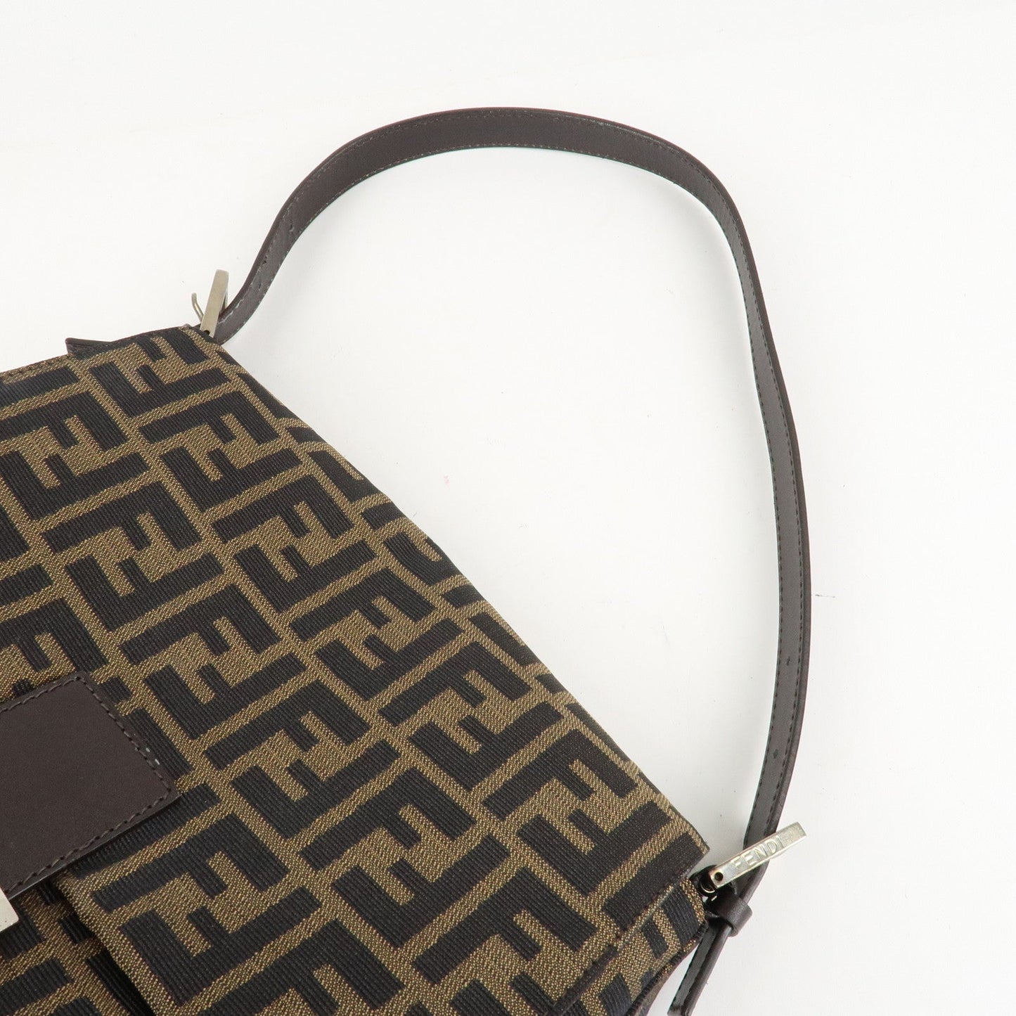 FENDI Mamma Baguette Zucca Canvas Leather Shoulder Bag 26325  d