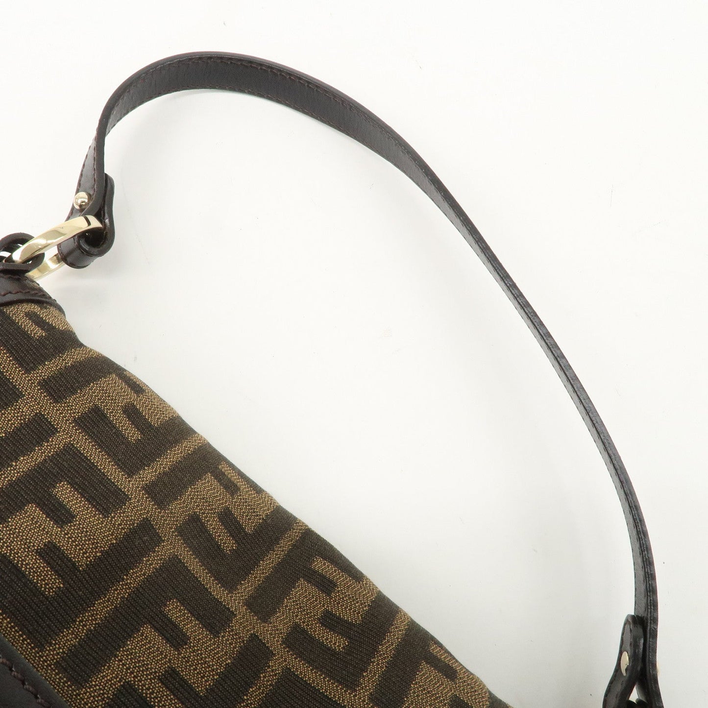 FENDI Zucca Canvas Leather Shoulder Bag Beige Brown 8BR445  d