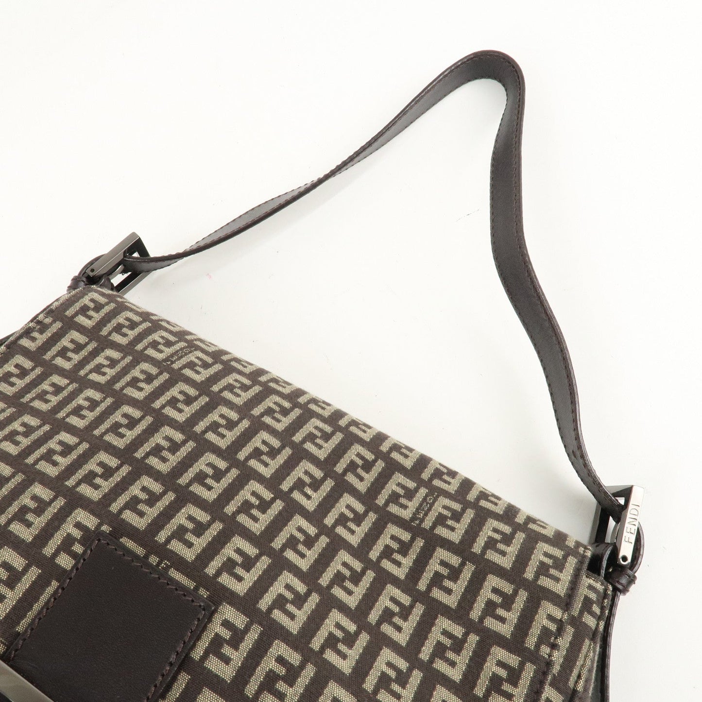 FENDI Mamma Bucket Zucchino Canvas Leather Shoulder Bag 8BR001  d
