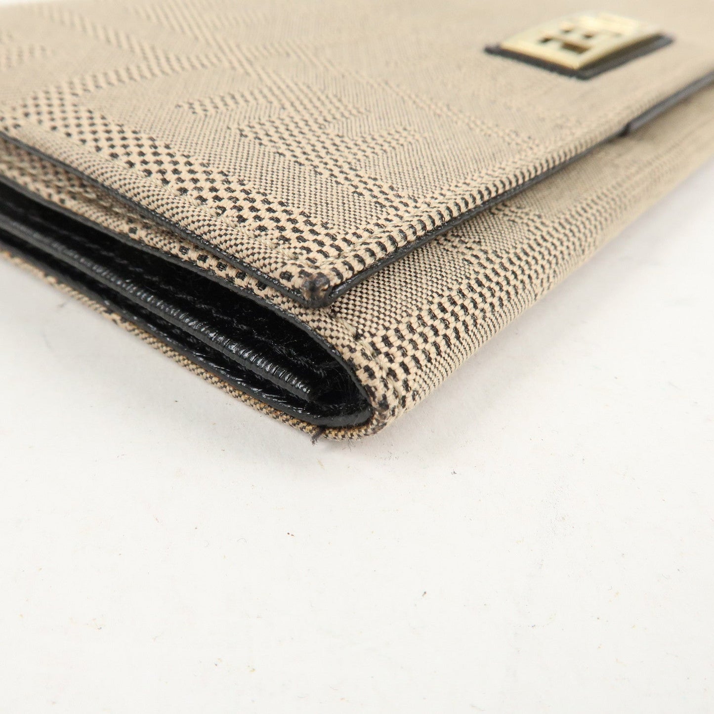 FENDI Zucca Print Canvas Leather Long Wallet Brown 8M0000  d