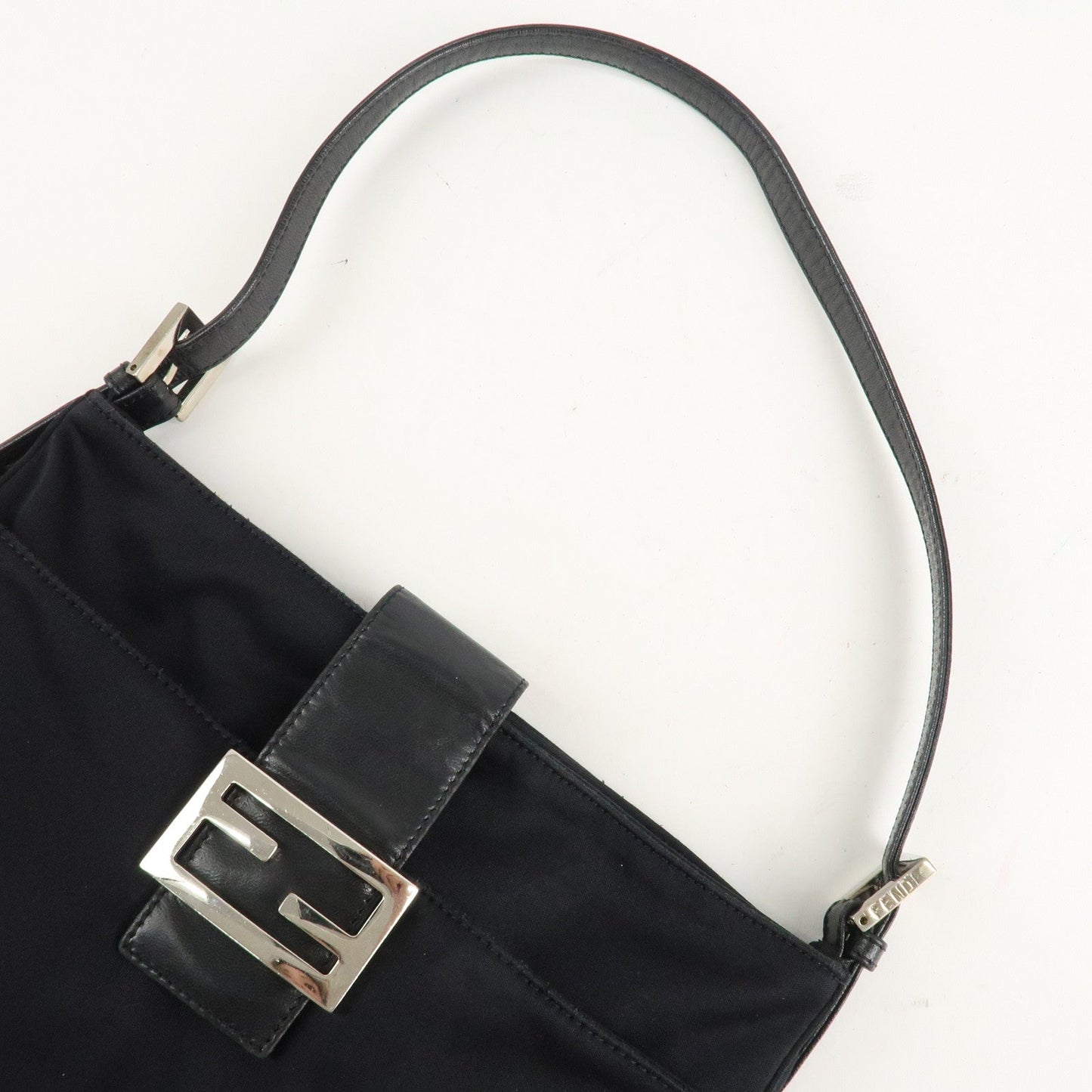 FENDI Polyester Leather Shoulder Bag Black 26727  d