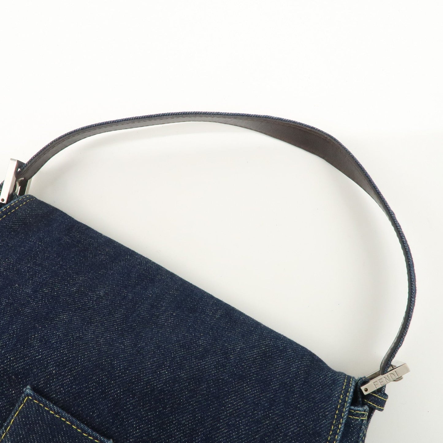 FENDI Denim Leather Mamma Baguette Shoulder Bag 26325  d