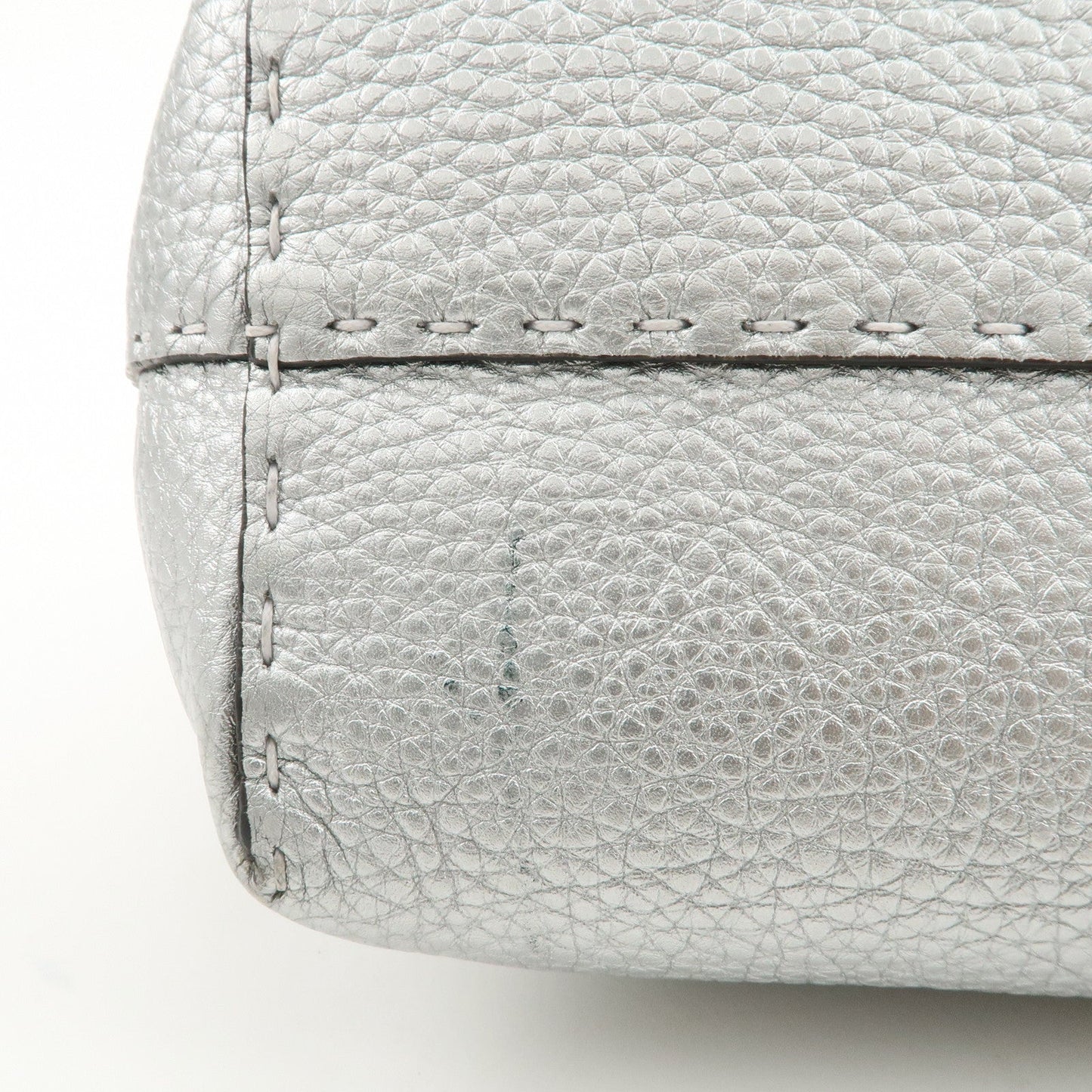 FENDI Selleria Leather Small Carla Tote Bag Silver 8BH257  d